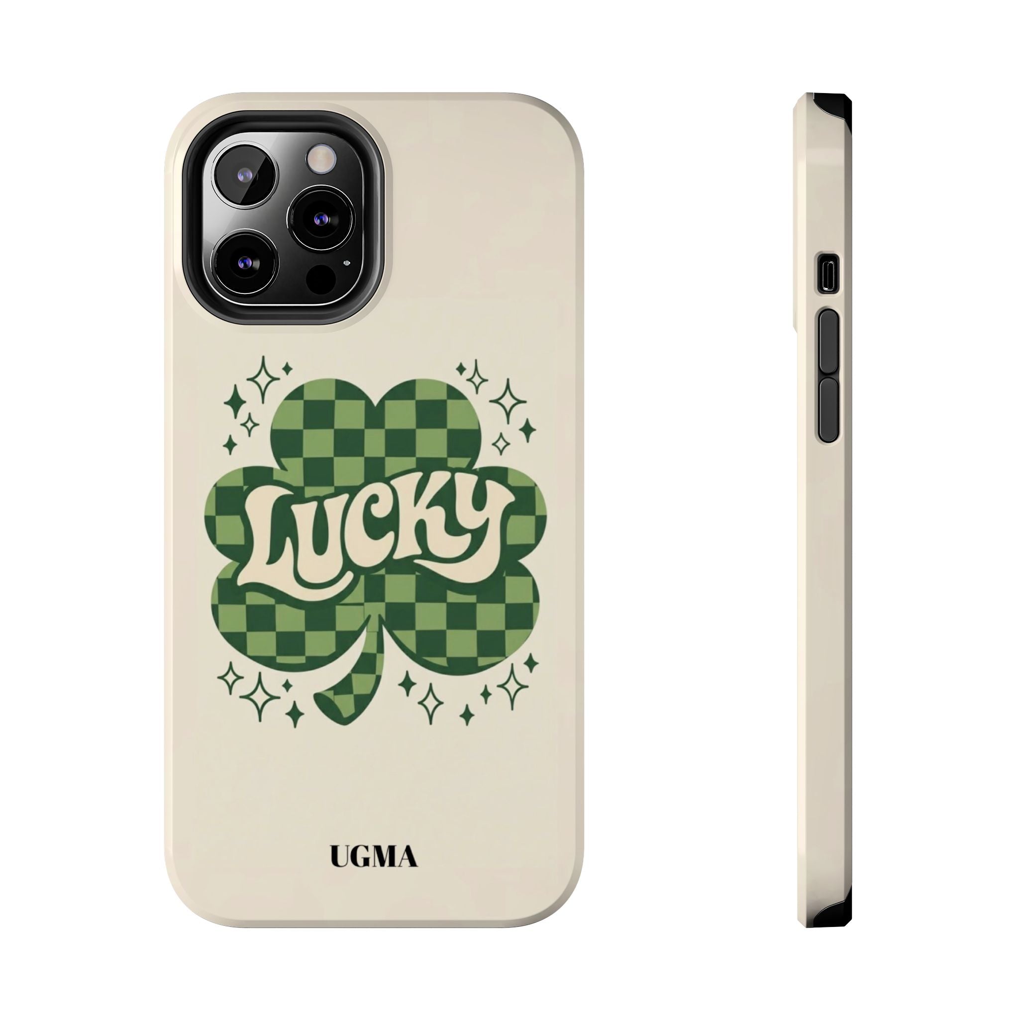 Lucky Clover Phone Case — Retro Green Checker St. Patrick’s Tough Phone Case