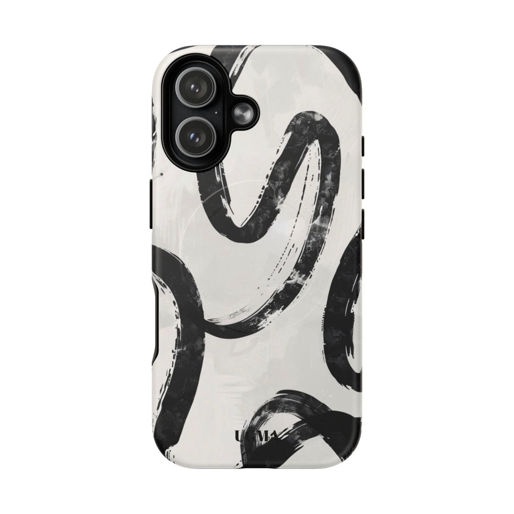 Abstract Black Brushstroke Tough Magnetic Phone Case — Protective Magnetic iPhone Cover