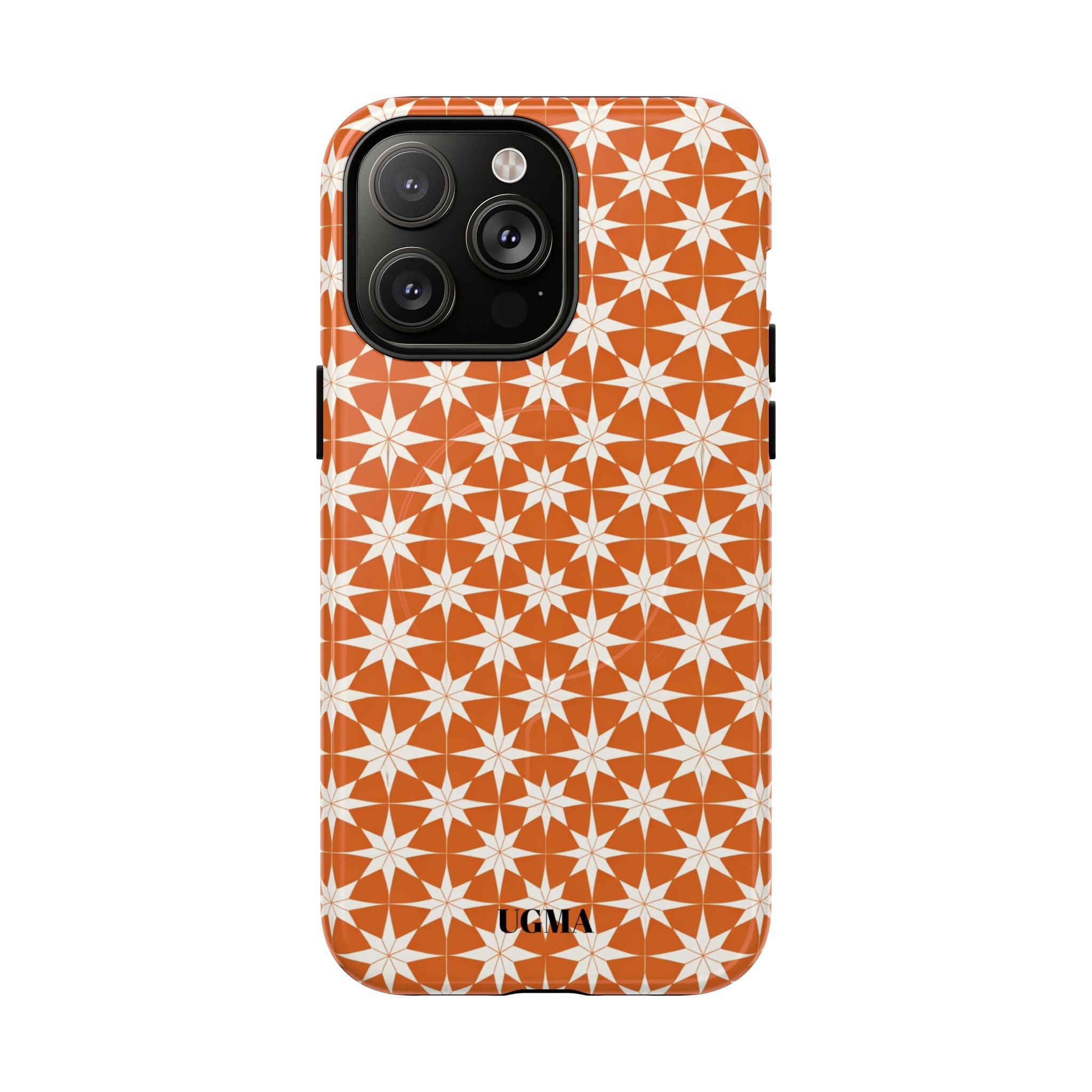 Magnetic Phone Case — Orange Geometric Star Pattern Tough Protective Cover