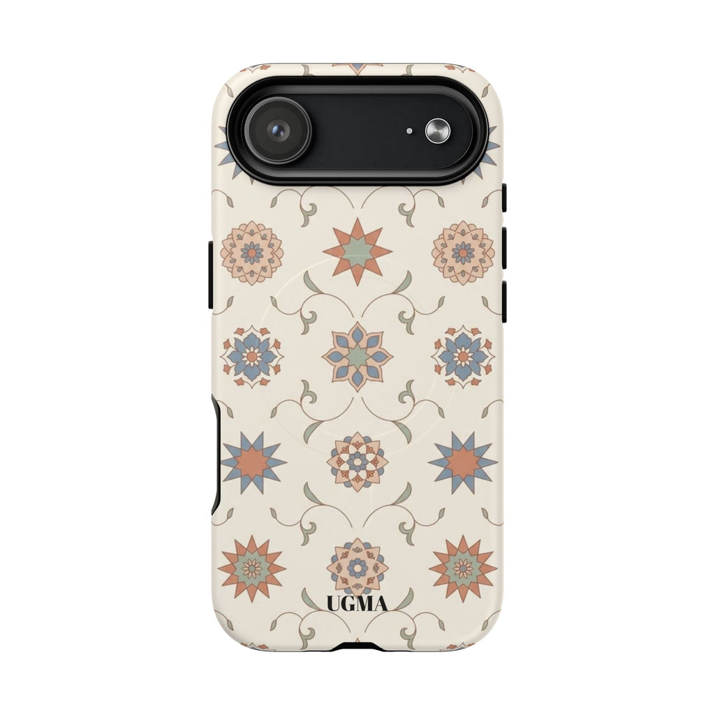 Floral Moroccan Tough Magnetic Phone Case — Boho Vintage Star Tile Design