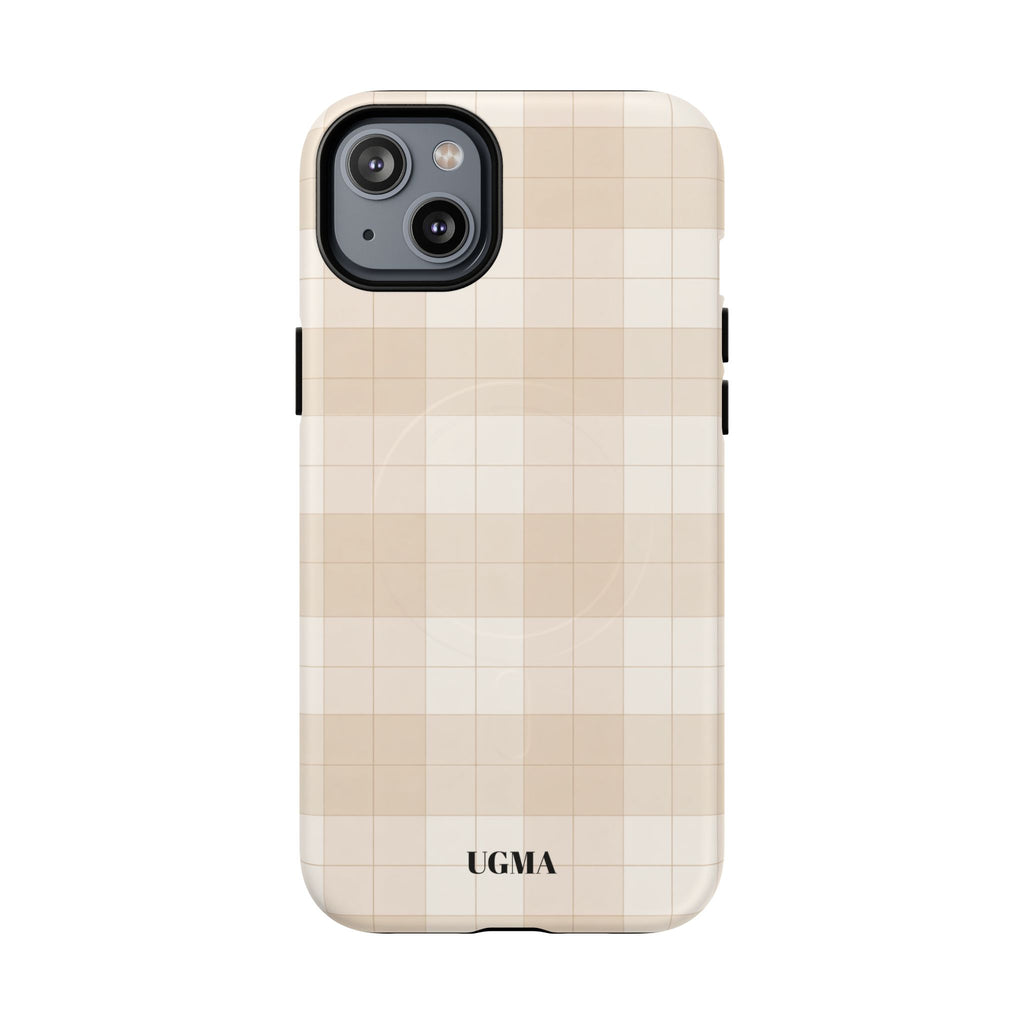 Beige Plaid Magnetic Phone Case — Tough Magnetic Protective iPhone Cover