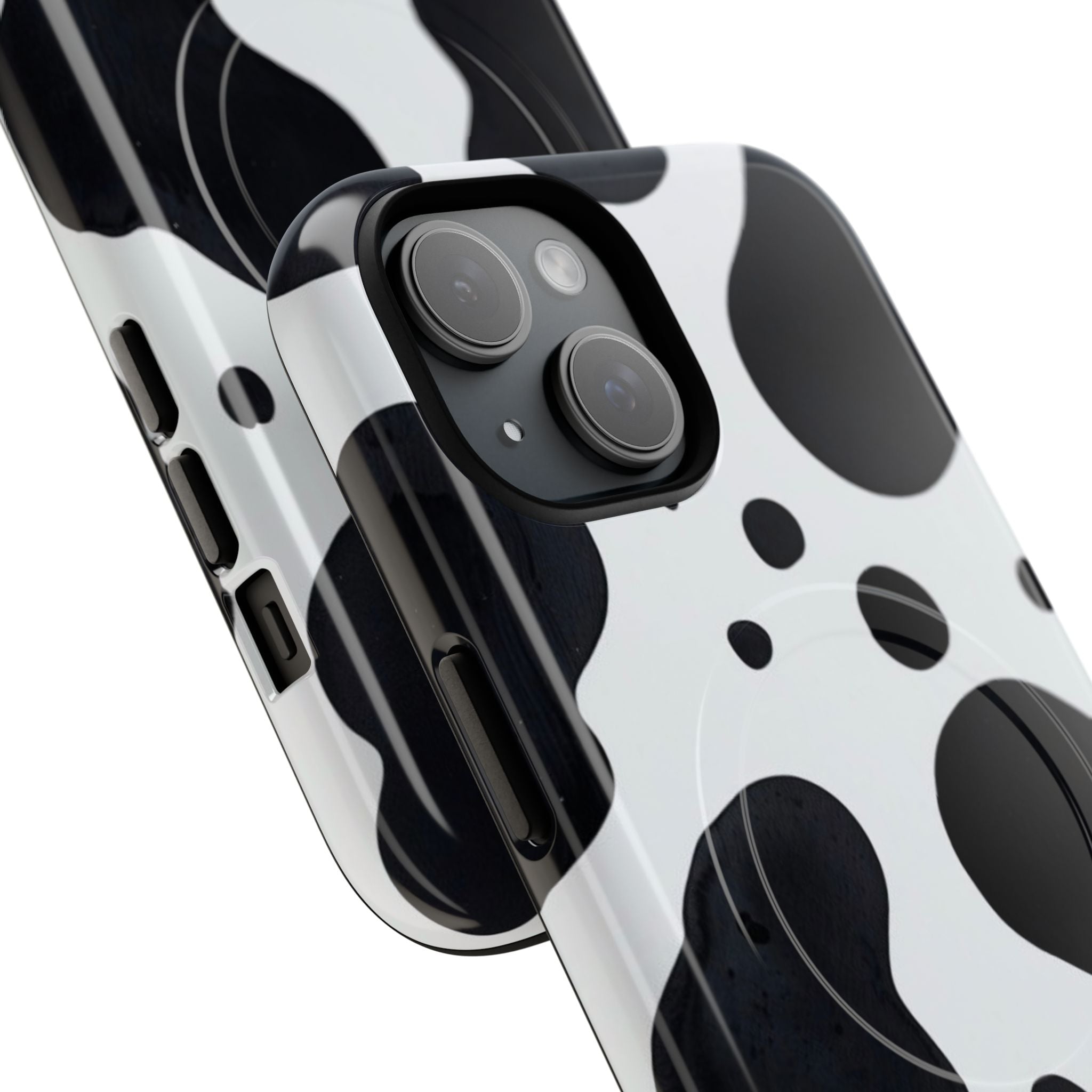 Cow Print Tough Magnetic Phone Case — Black & White Protective iPhone Cover