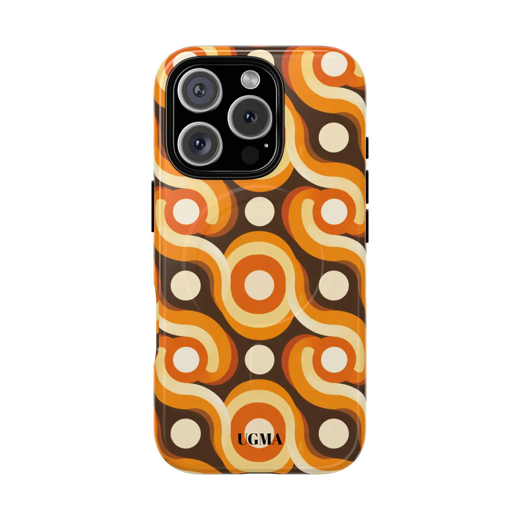 Retro Orange Swirl Phone Case — Tough Magnetic Protective Case