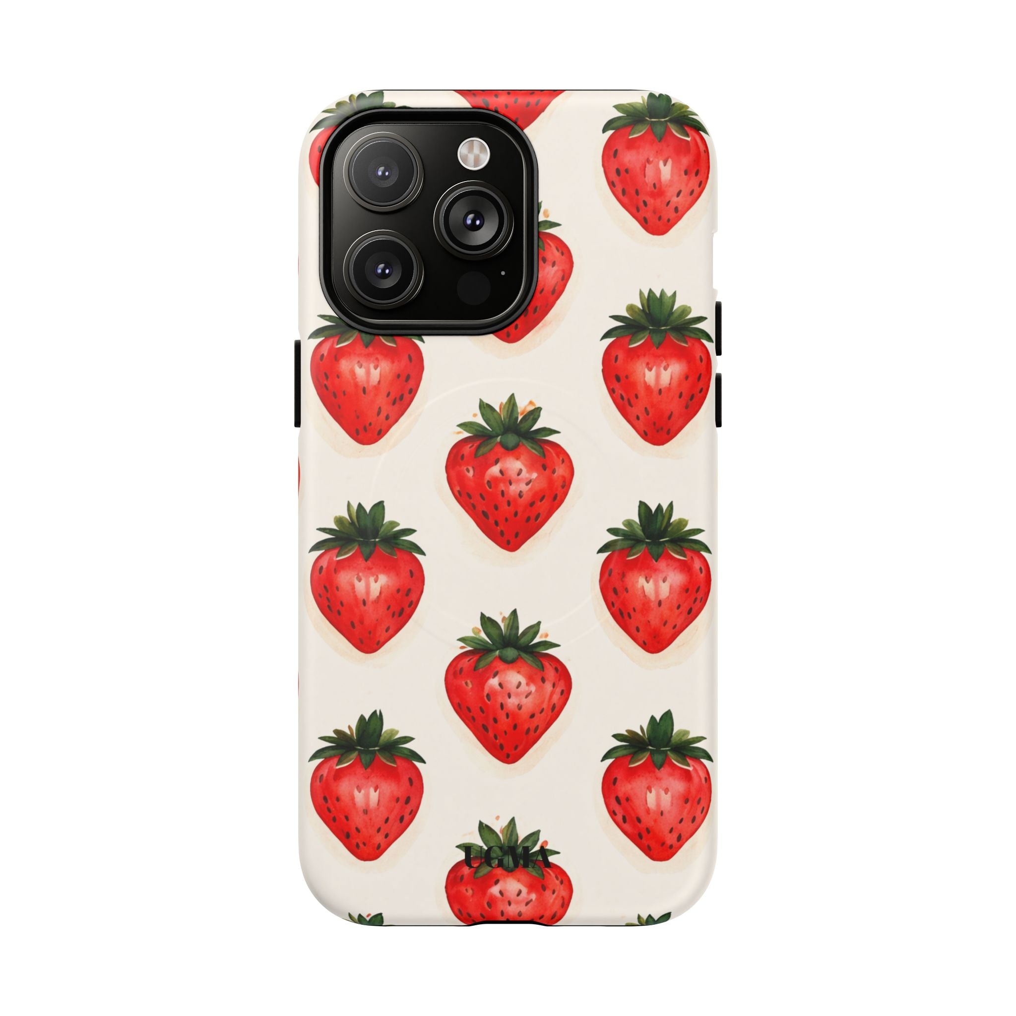 Strawberry Pattern Tough Magnetic Phone Case — Cute Fruit iPhone Cover