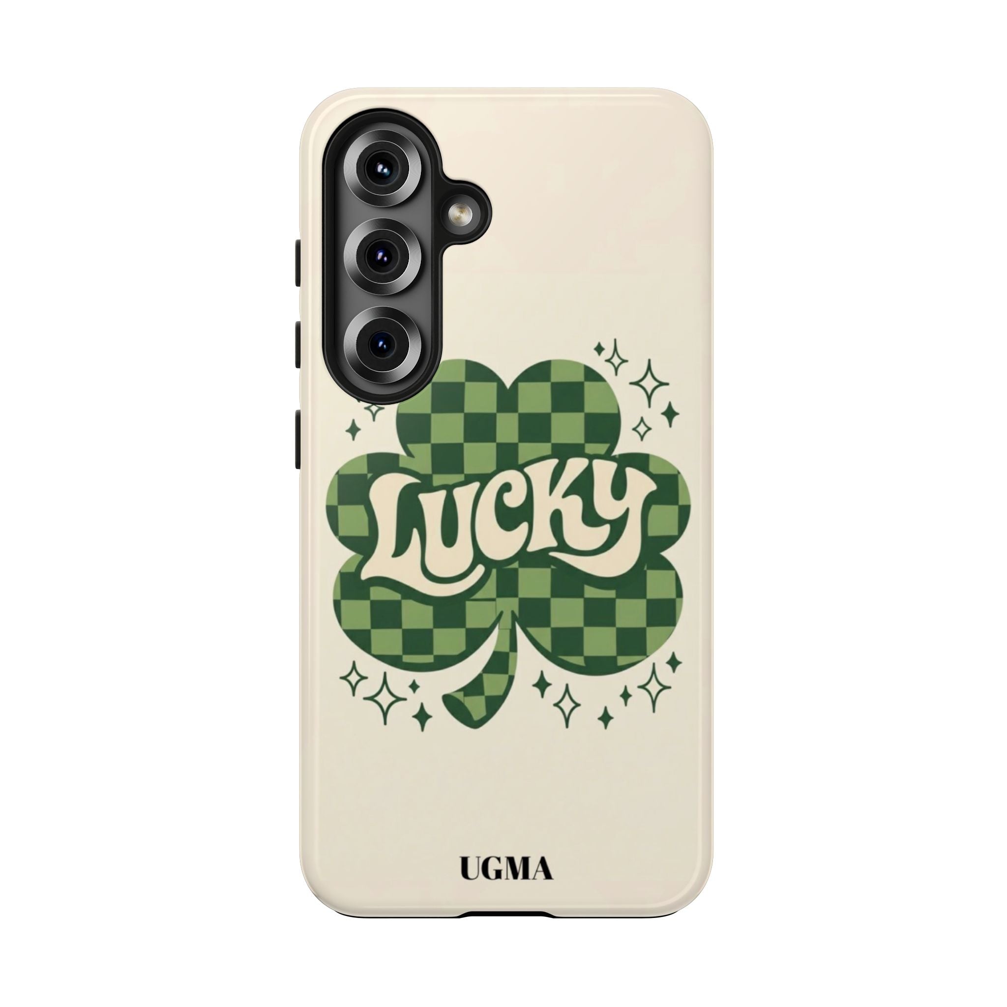 Lucky Clover Phone Case — Retro Green Checker St. Patrick’s Tough Phone Case