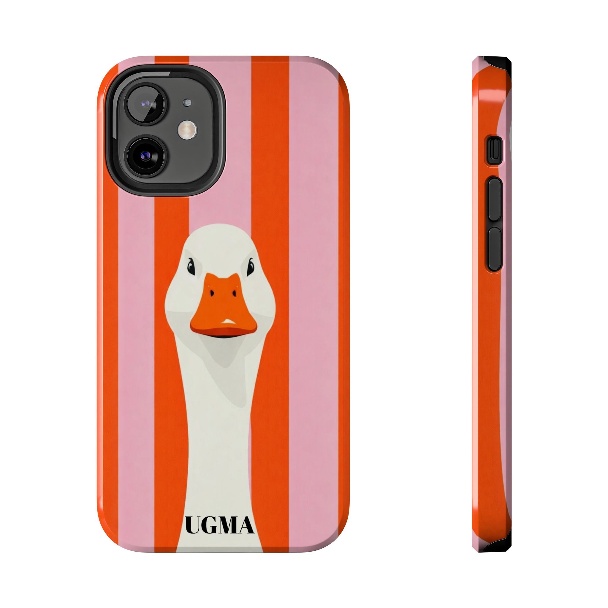 Goose Stripe Tough Phone Case — Quirky Duck Portrait Protective Cover