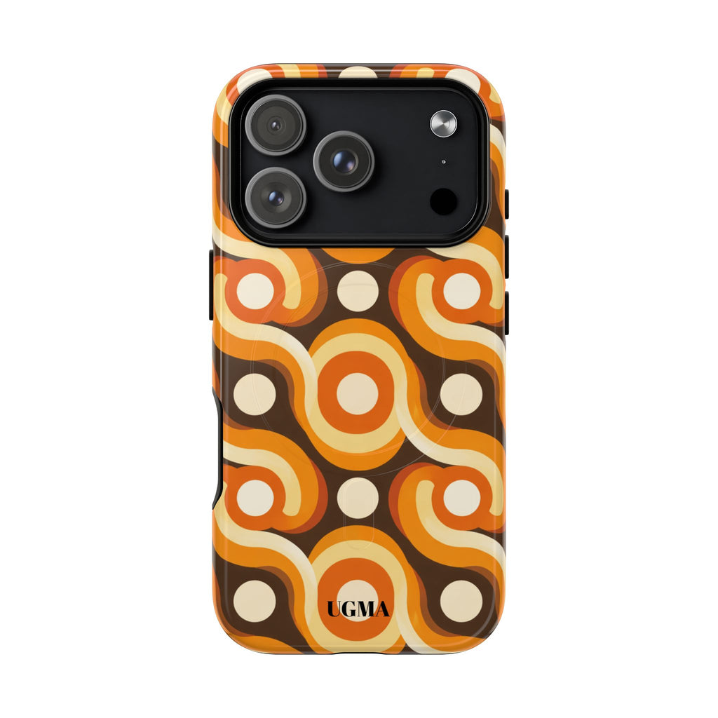 Retro Orange Swirl Phone Case — Tough Magnetic Protective Case
