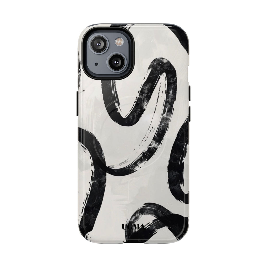 Abstract Black Brushstroke Tough Magnetic Phone Case — Protective Magnetic iPhone Cover