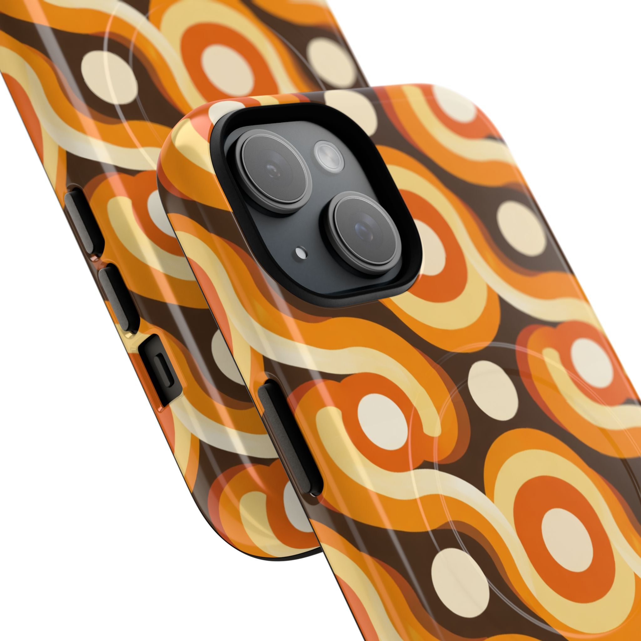 Retro Orange Swirl Phone Case — Tough Magnetic Protective Case
