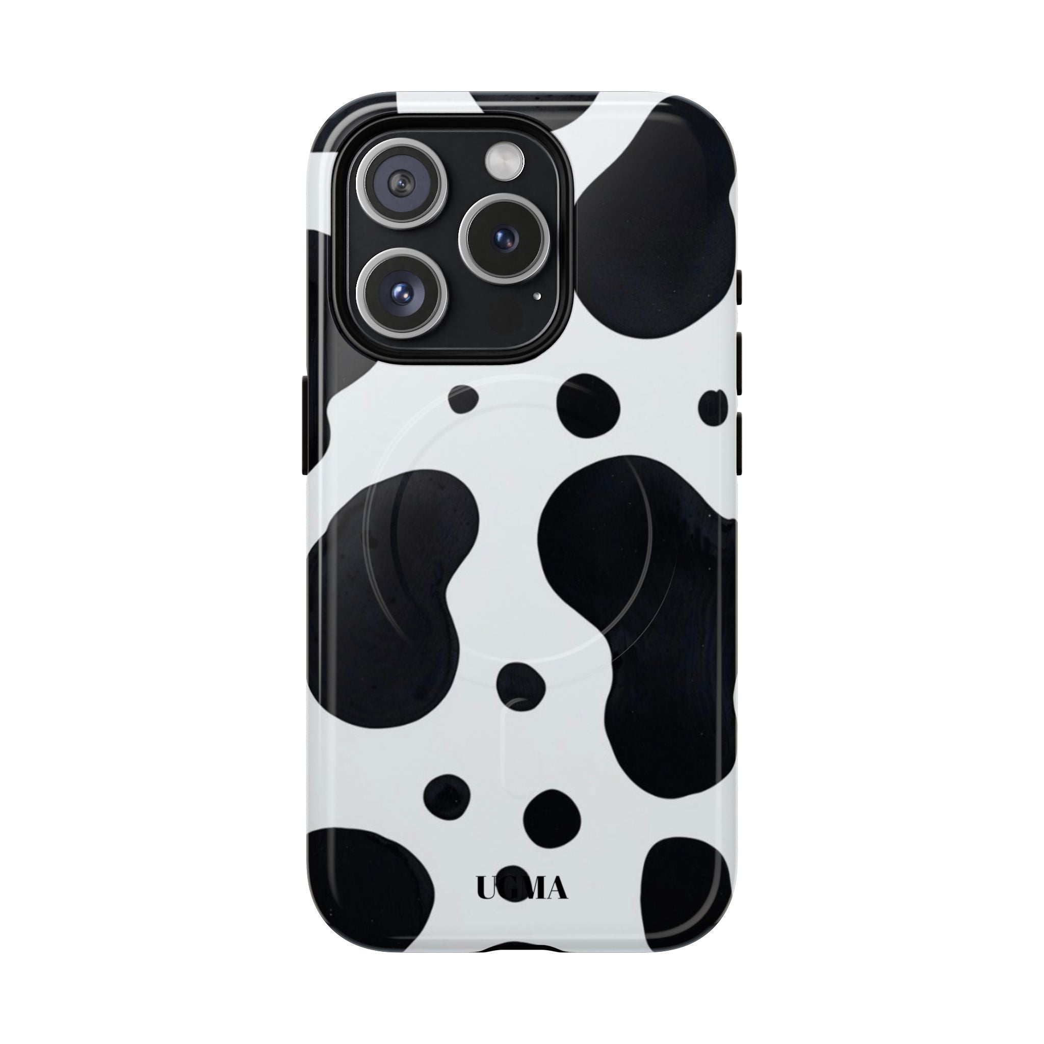Cow Print Tough Magnetic Phone Case — Black & White Protective iPhone Cover
