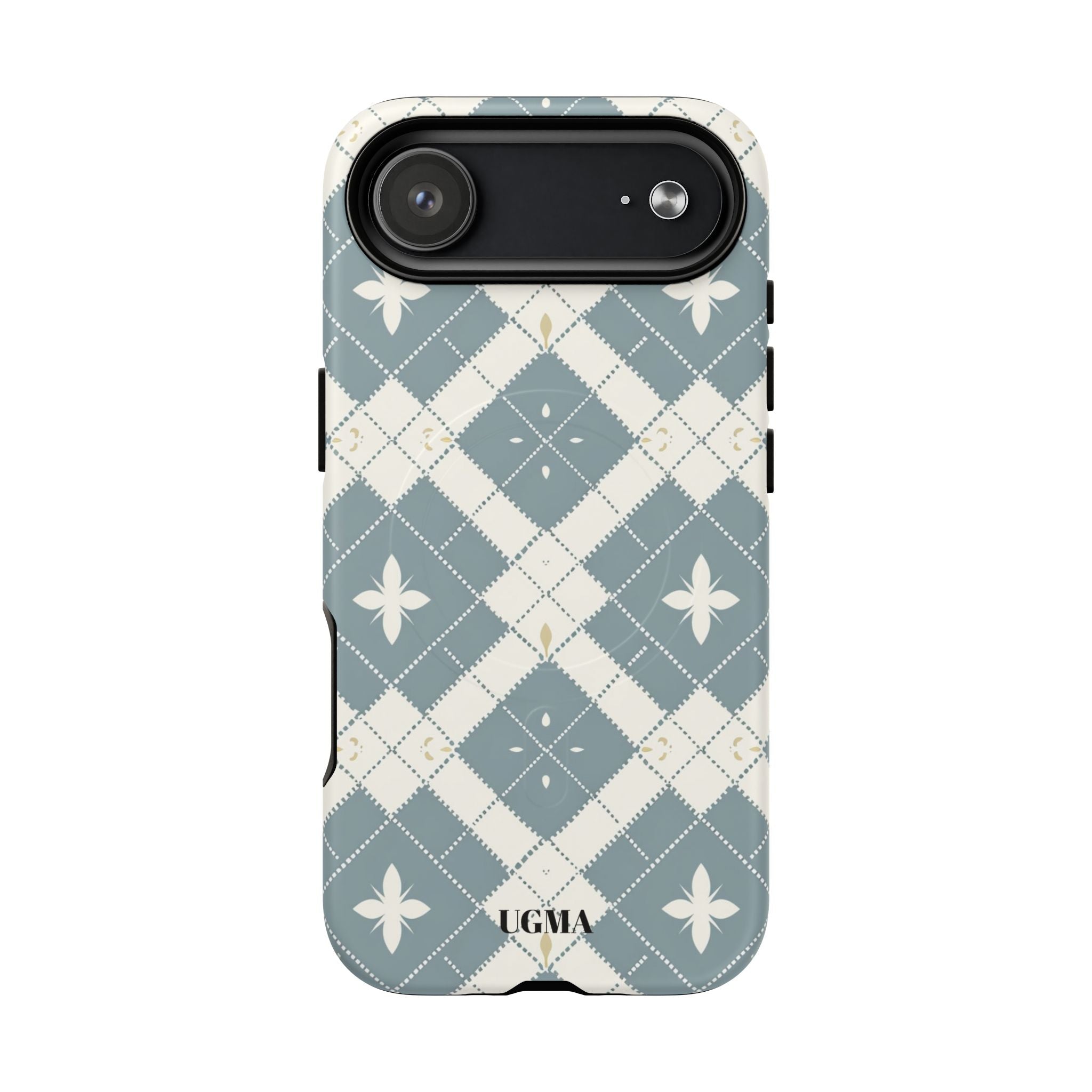 Argyle Fleur Tough Magnetic Phone Case — Blue Plaid Protective Cover