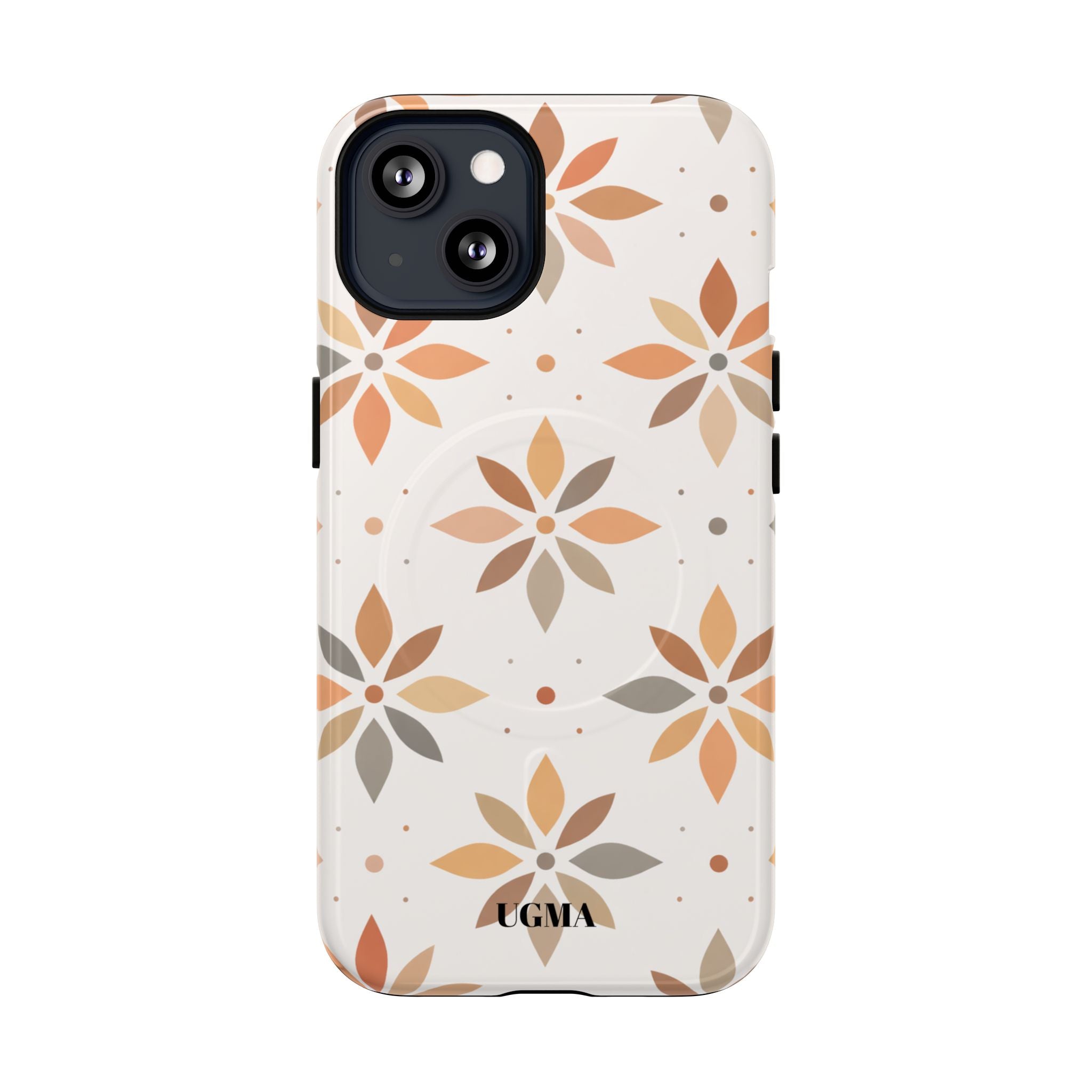 Floral Tile Tough Magnetic Phone Case — Neutral Autumn Blossom Design