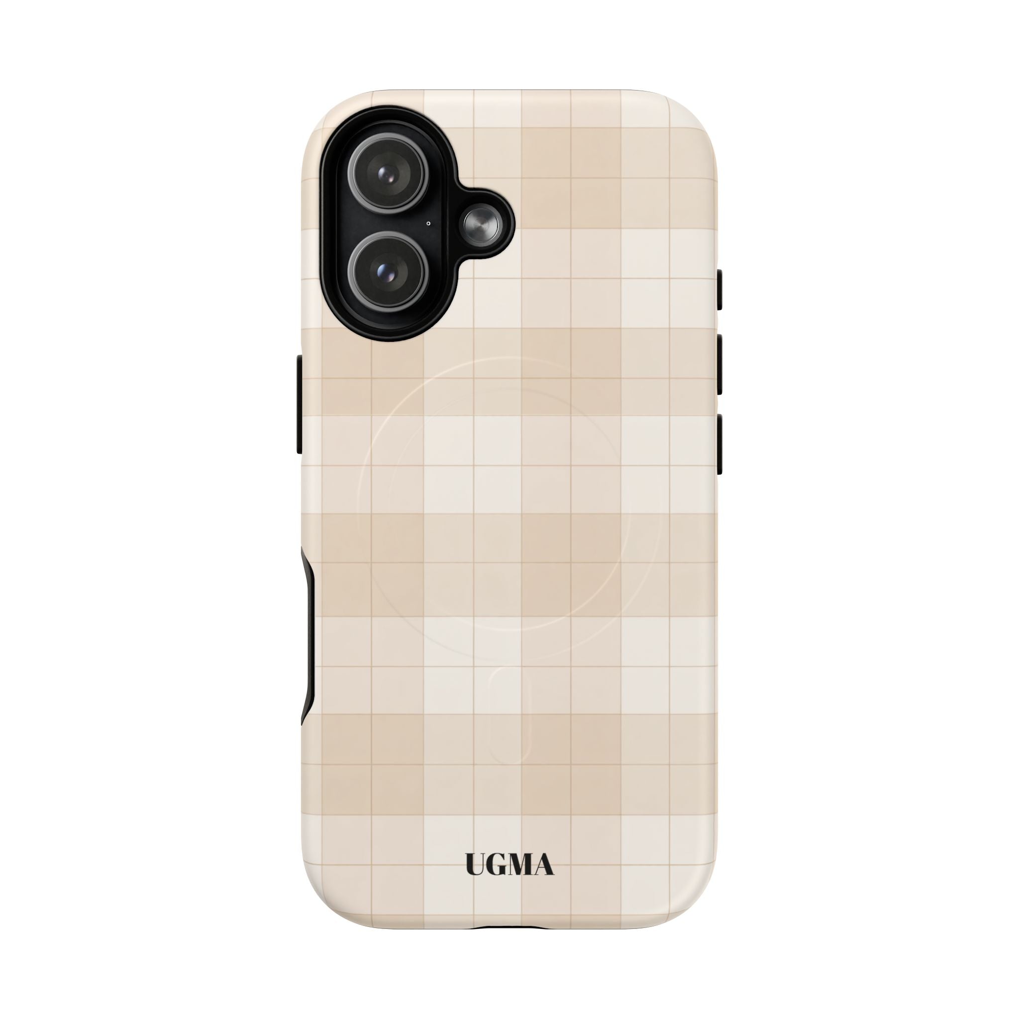 Beige Plaid Magnetic Phone Case — Tough Magnetic Protective iPhone Cover