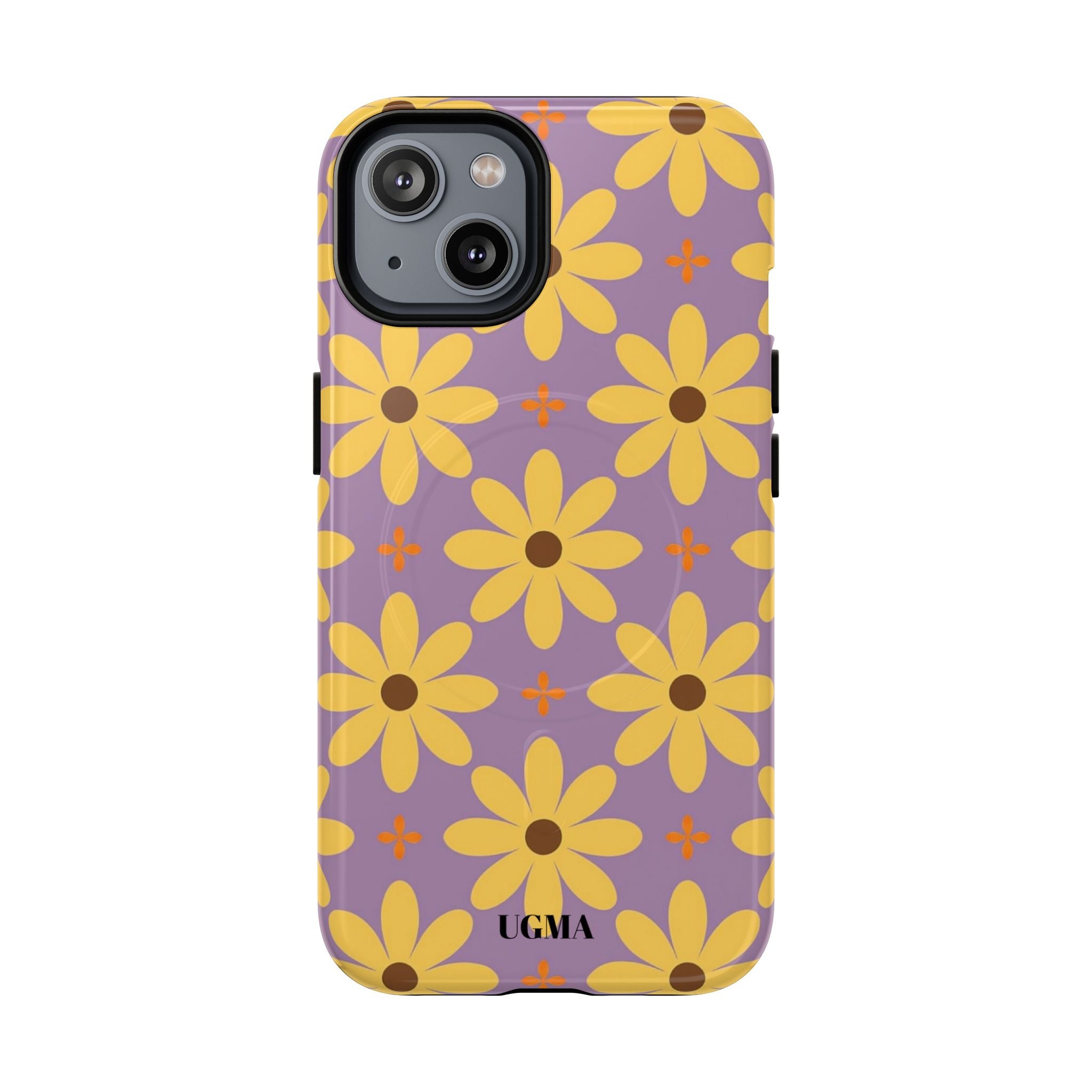 Floral Retro Daisy Tough Magnetic Phone Case — Yellow Flowers on Lavender