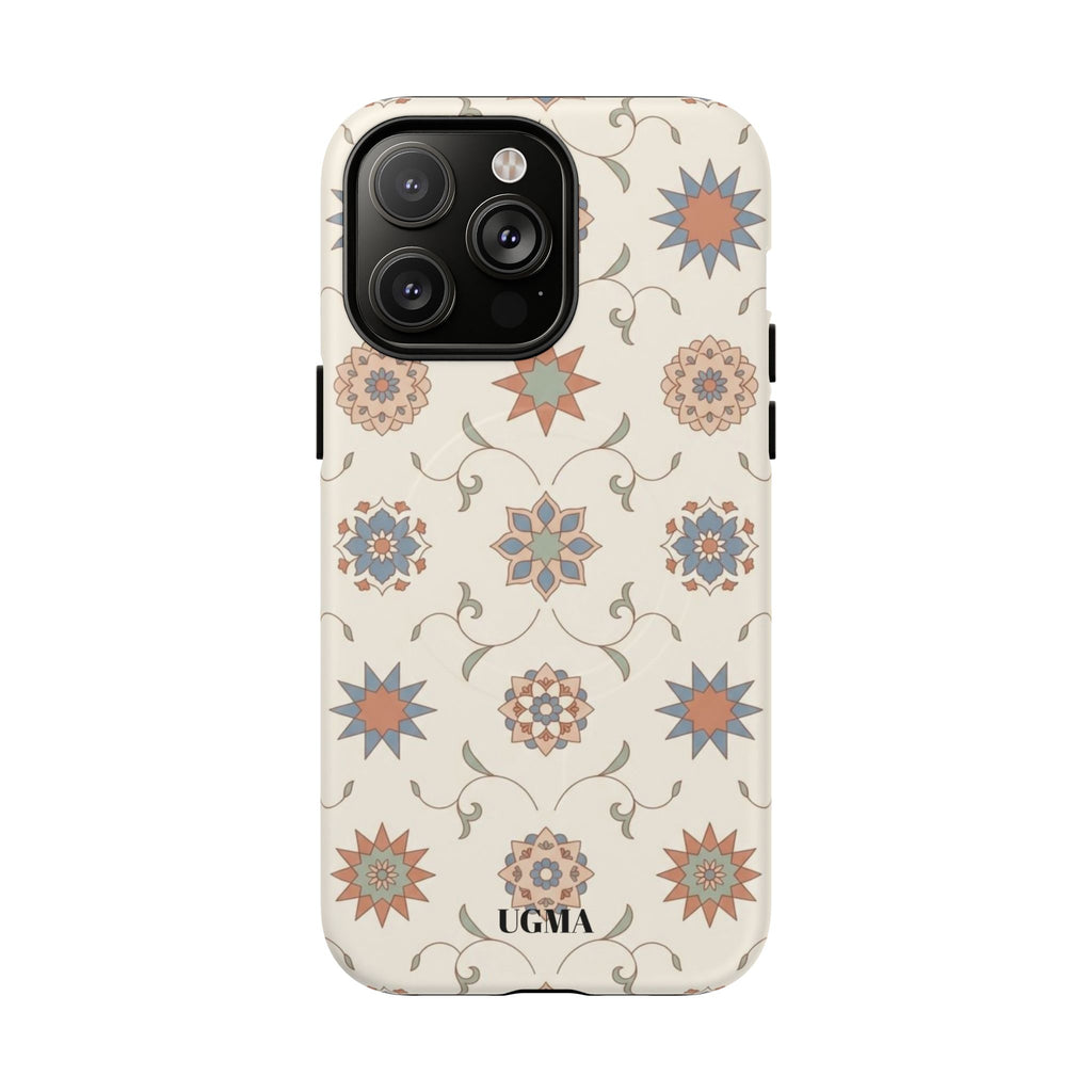 Floral Moroccan Tough Magnetic Phone Case — Boho Vintage Star Tile Design
