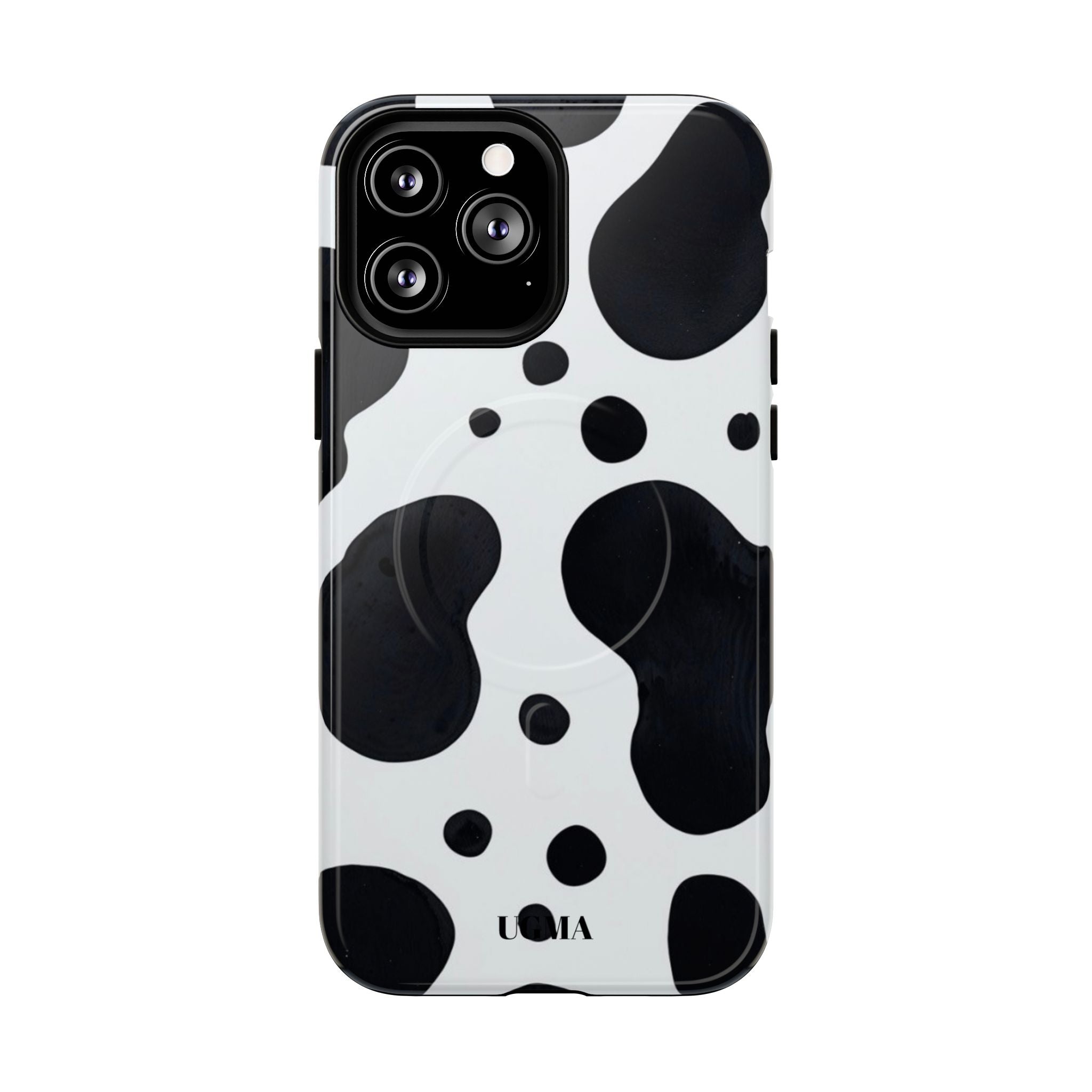 Cow Print Tough Magnetic Phone Case — Black & White Protective iPhone Cover