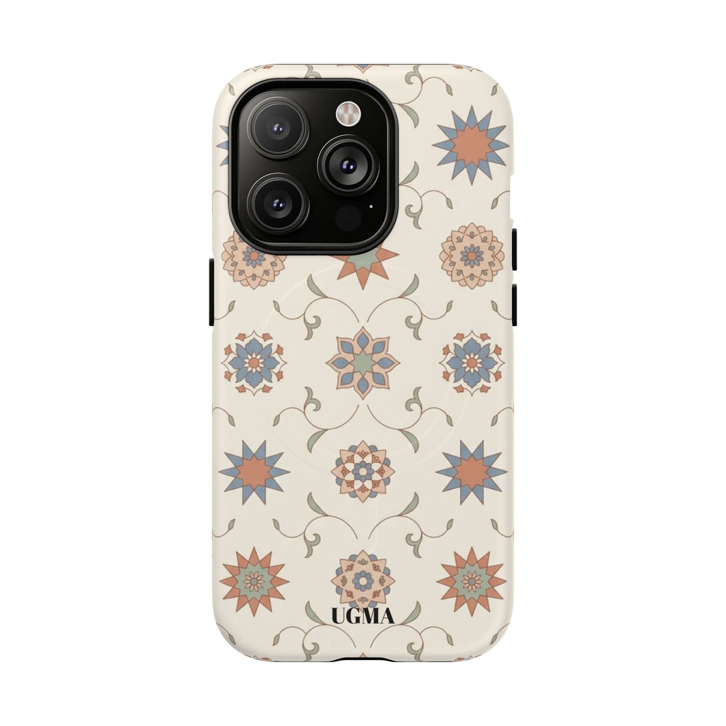 Floral Moroccan Tough Magnetic Phone Case — Boho Vintage Star Tile Design