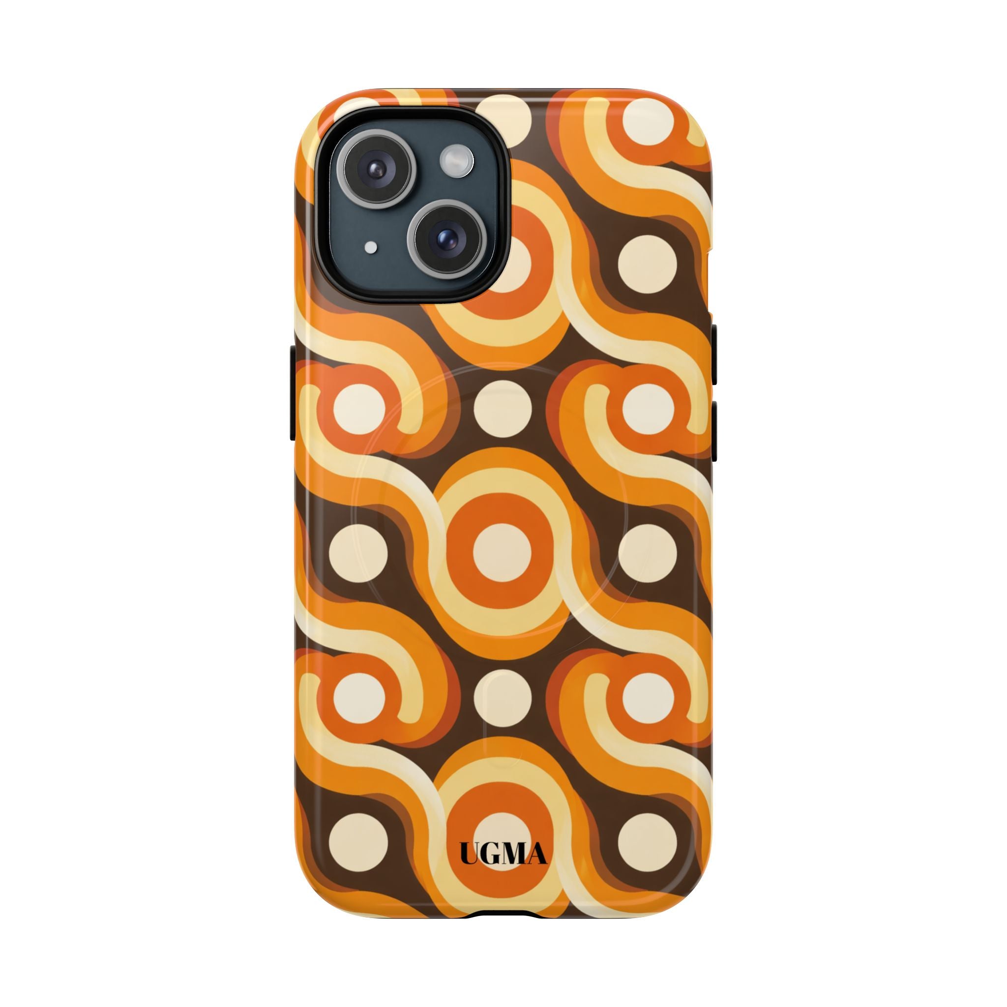 Retro Orange Swirl Phone Case — Tough Magnetic Protective Case