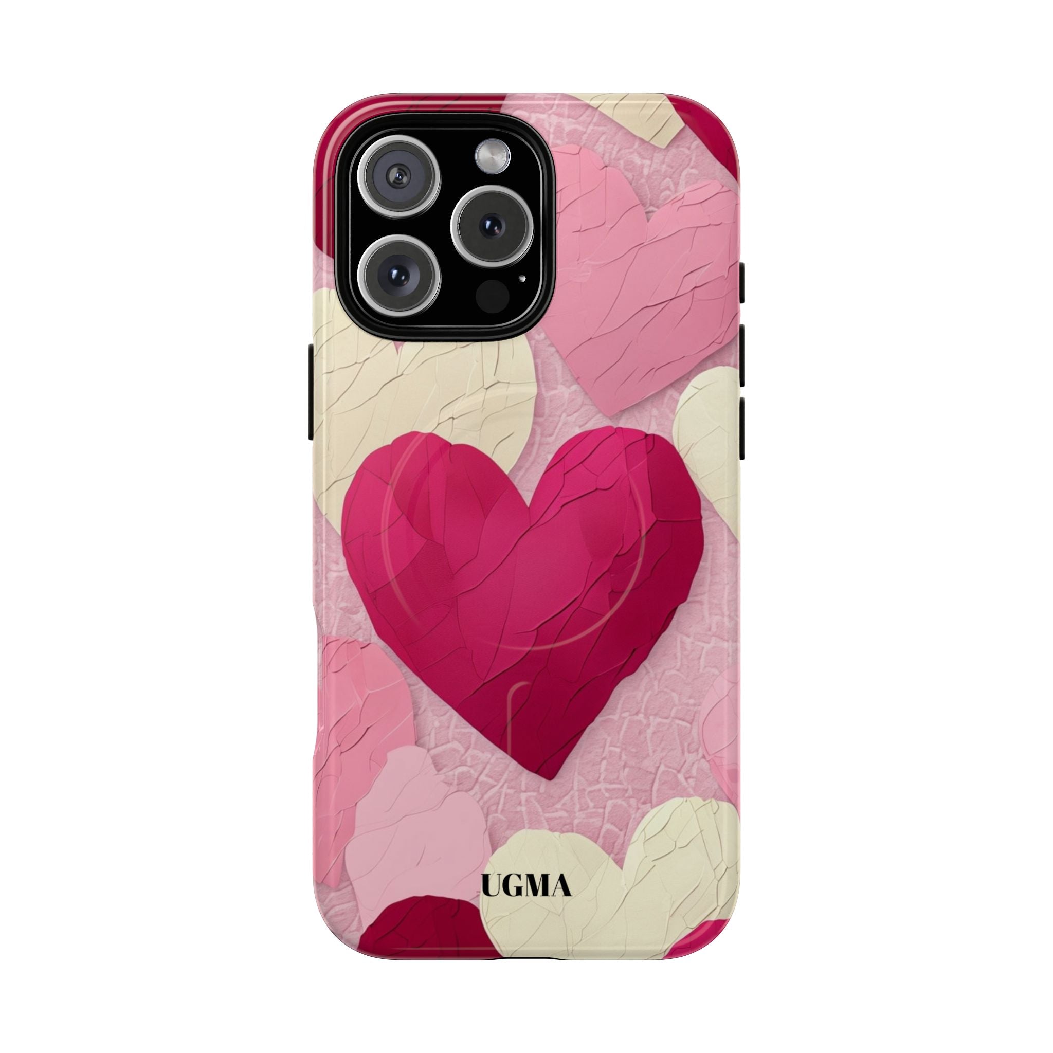Phone Case — Pink Layered Hearts Tough Magnetic Protective Cover