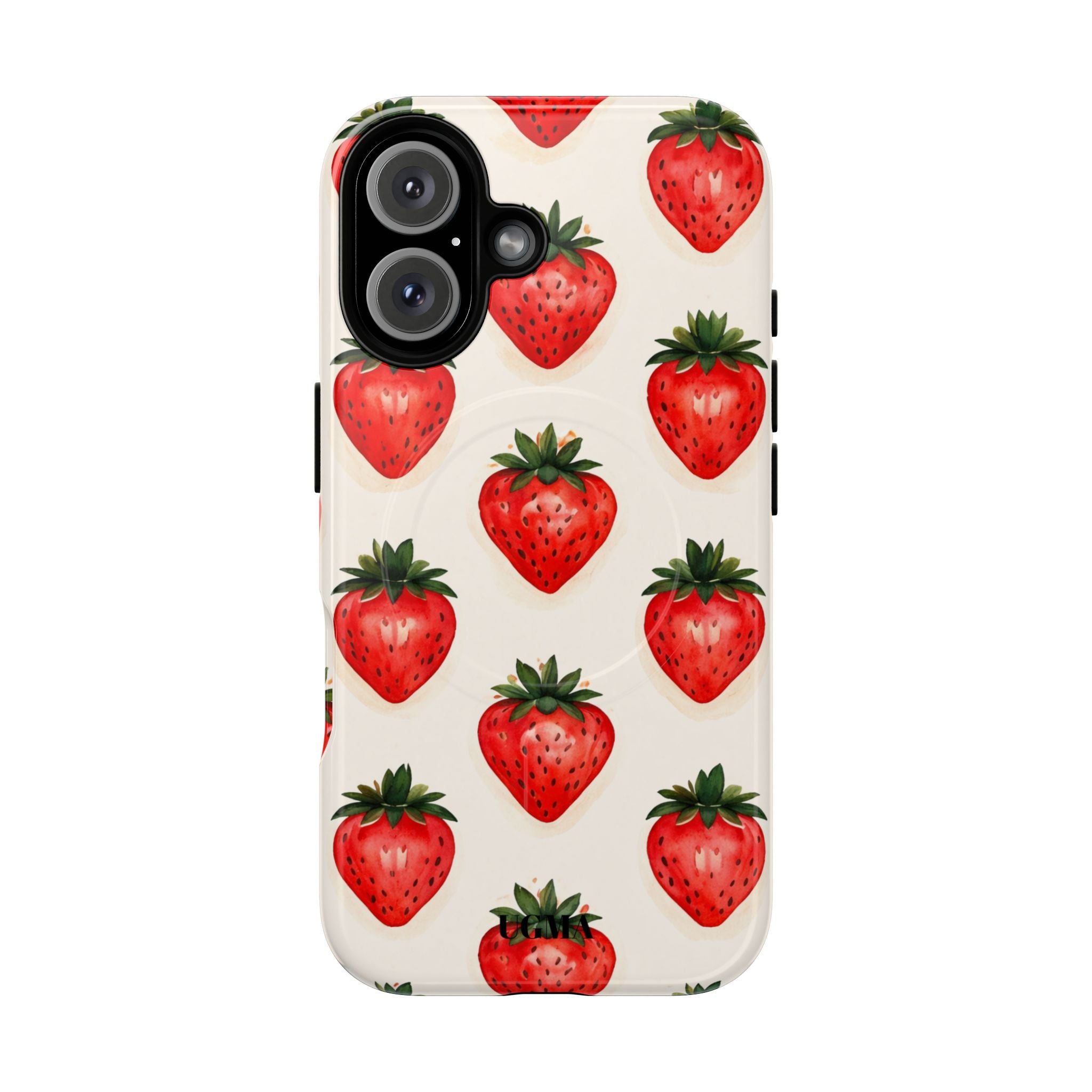 Strawberry Pattern Tough Magnetic Phone Case — Cute Fruit iPhone Cover