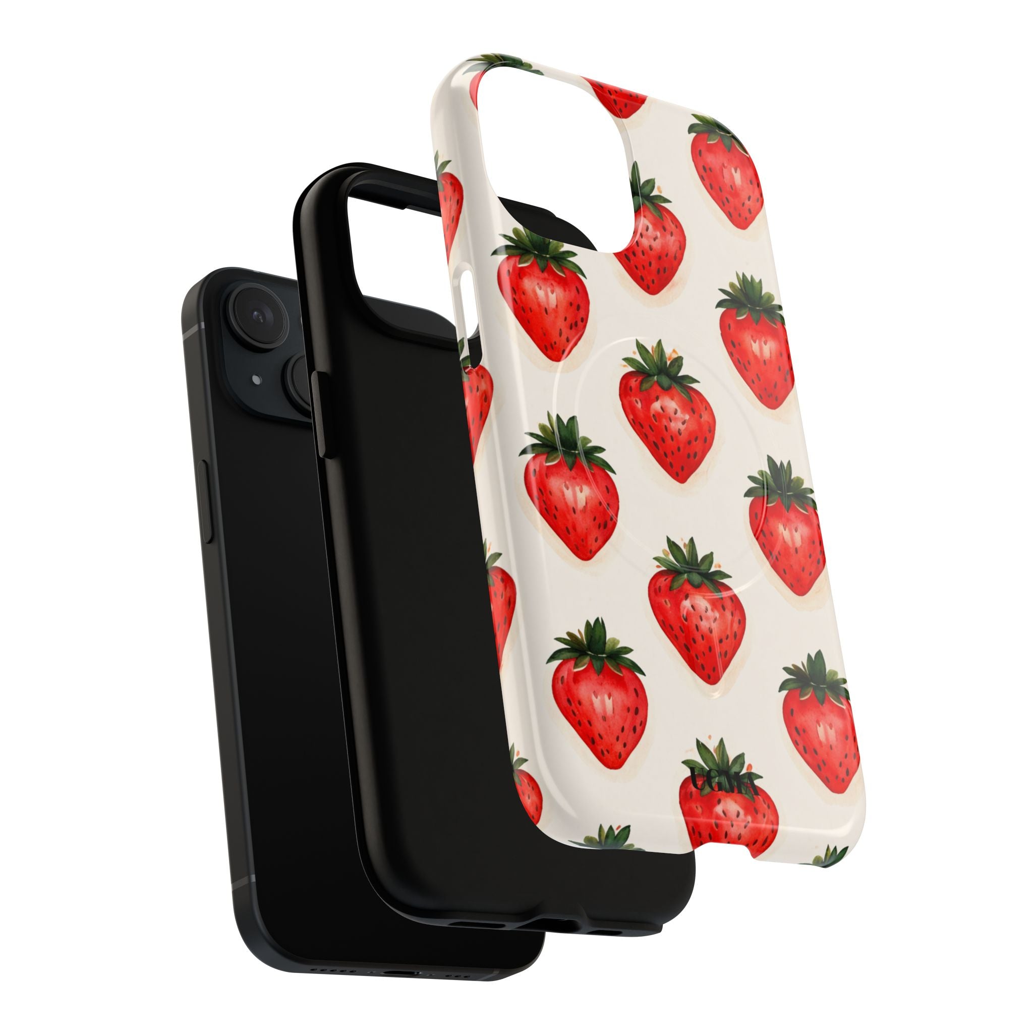 Strawberry Pattern Tough Magnetic Phone Case — Cute Fruit iPhone Cover