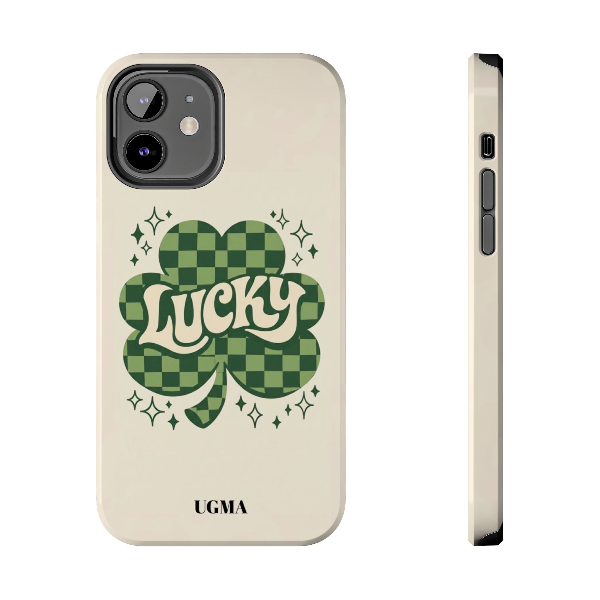 Lucky Clover Phone Case — Retro Green Checker St. Patrick’s Tough Phone Case