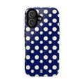 Polka Dot Tough Magnetic Phone Case — Navy & White Protective Magnetic Cover