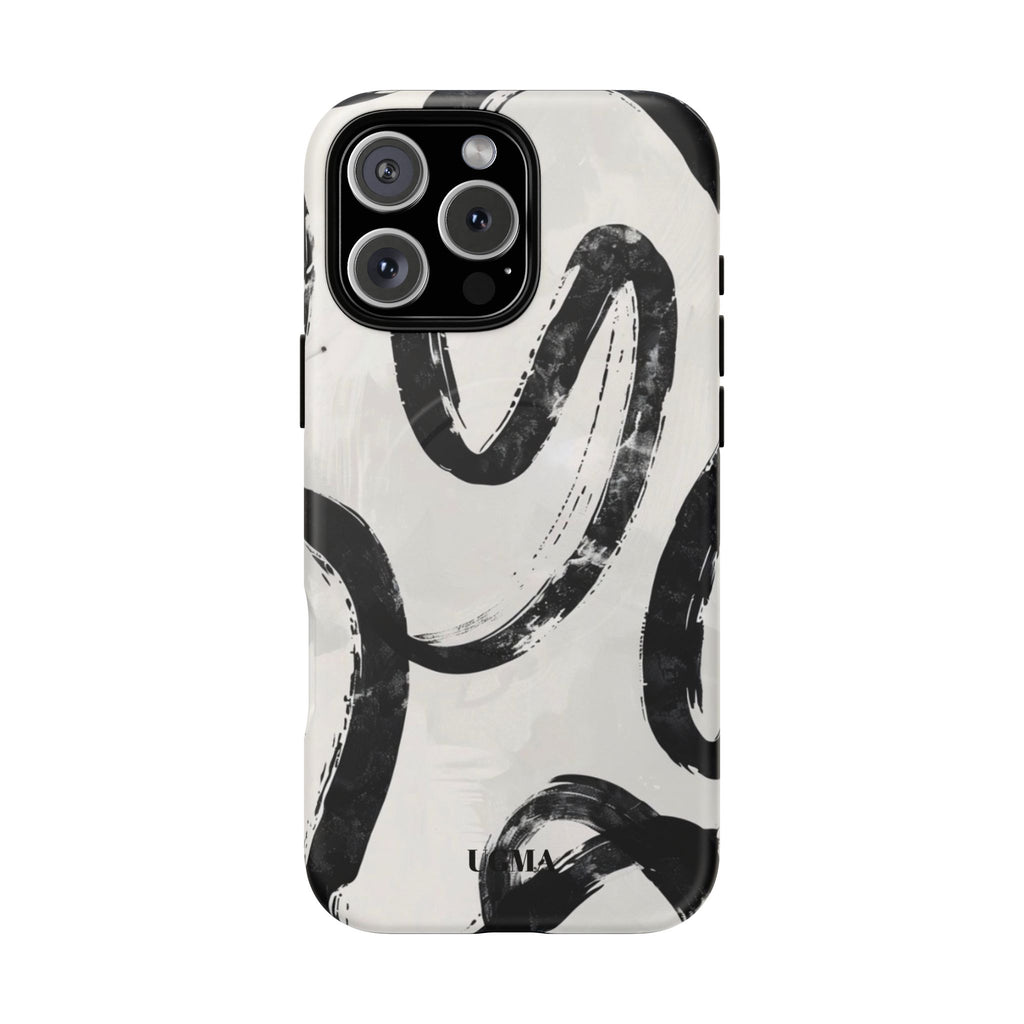 Abstract Black Brushstroke Tough Magnetic Phone Case — Protective Magnetic iPhone Cover