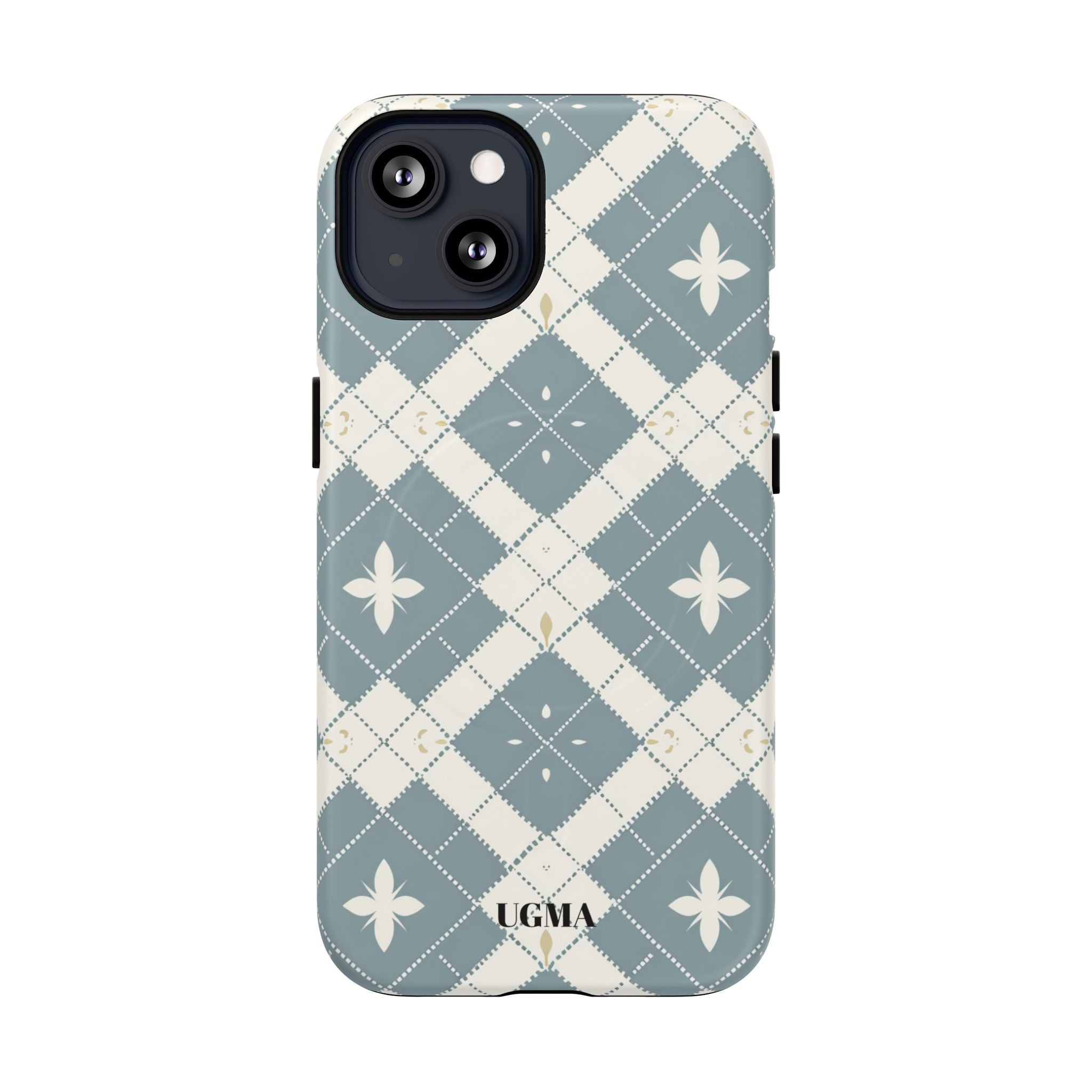 Argyle Fleur Tough Magnetic Phone Case — Blue Plaid Protective Cover