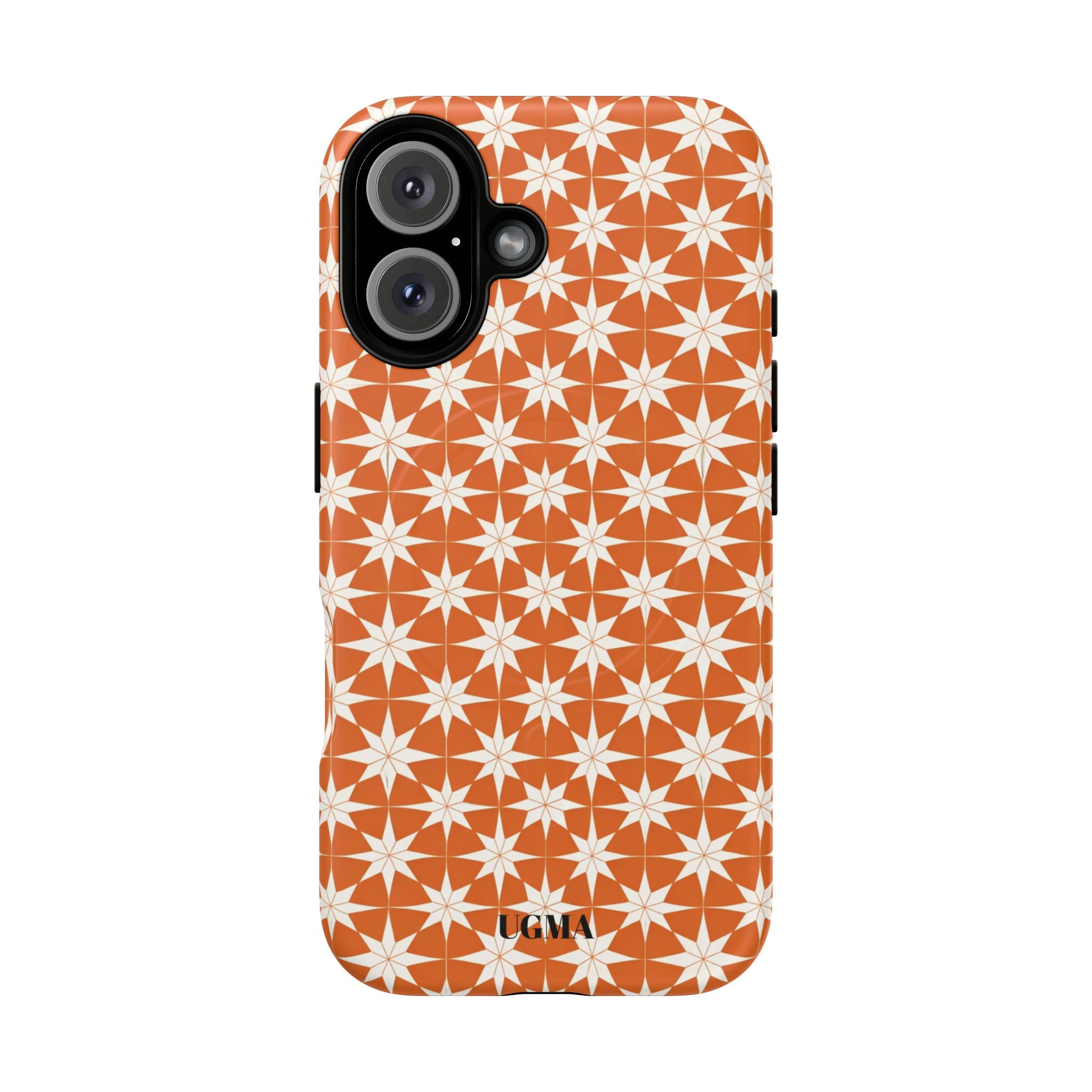 Magnetic Phone Case — Orange Geometric Star Pattern Tough Protective Cover