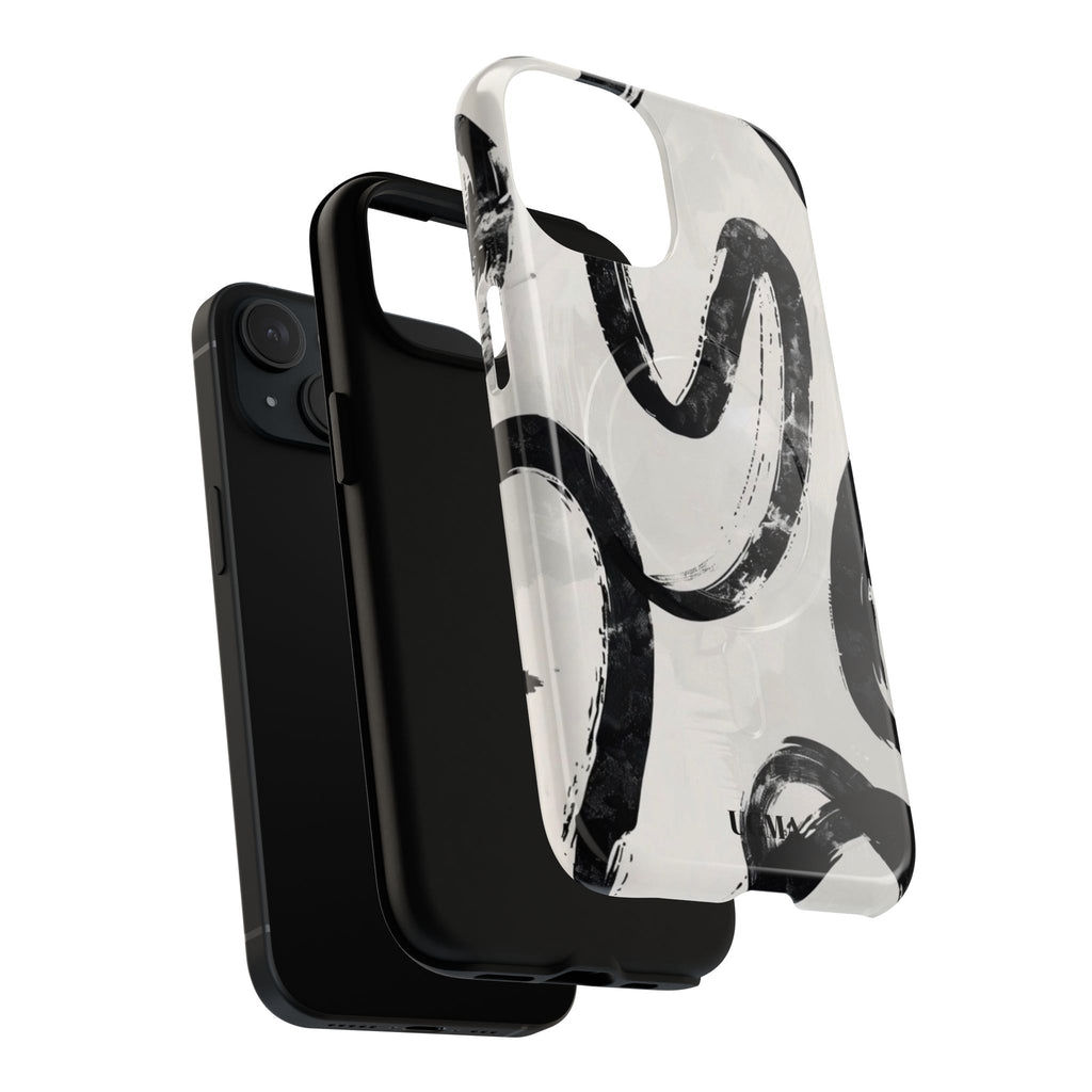 Abstract Black Brushstroke Tough Magnetic Phone Case — Protective Magnetic iPhone Cover