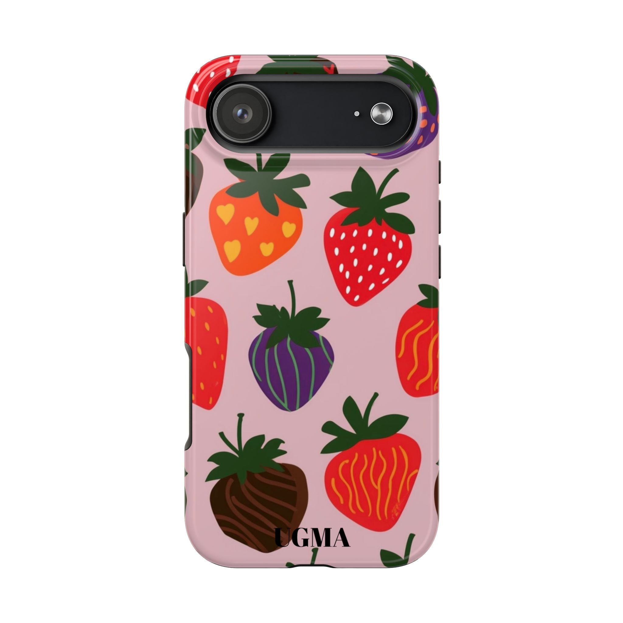 Strawberry Pattern Tough Phone Case — Cute Pastel Fruit Protective Cover
