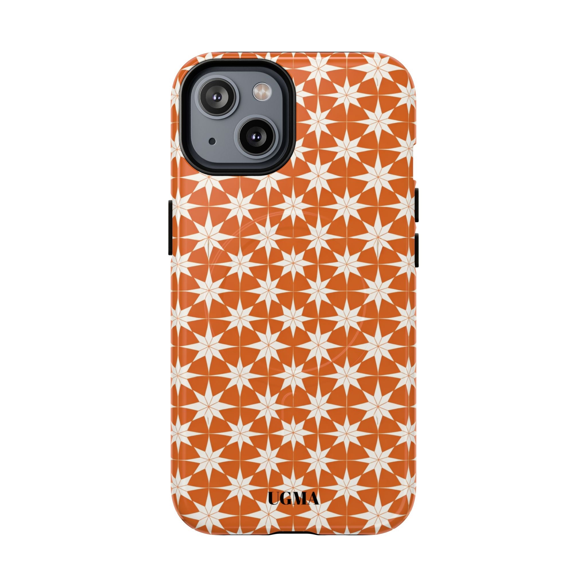Magnetic Phone Case — Orange Geometric Star Pattern Tough Protective Cover