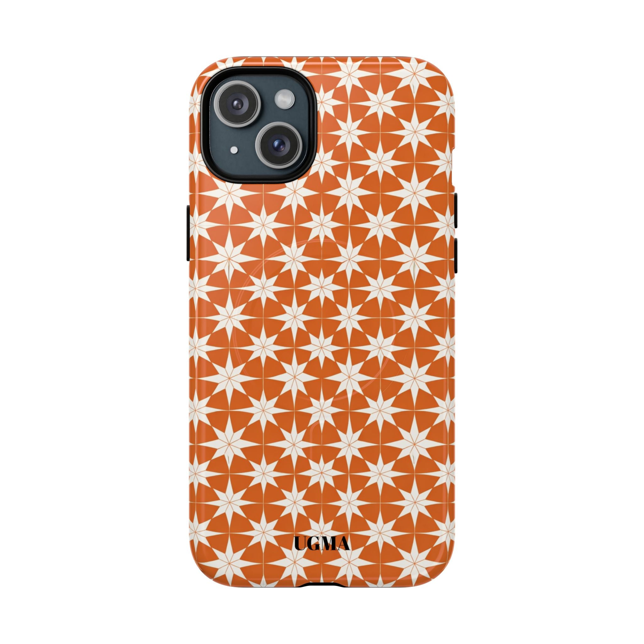 Magnetic Phone Case — Orange Geometric Star Pattern Tough Protective Cover