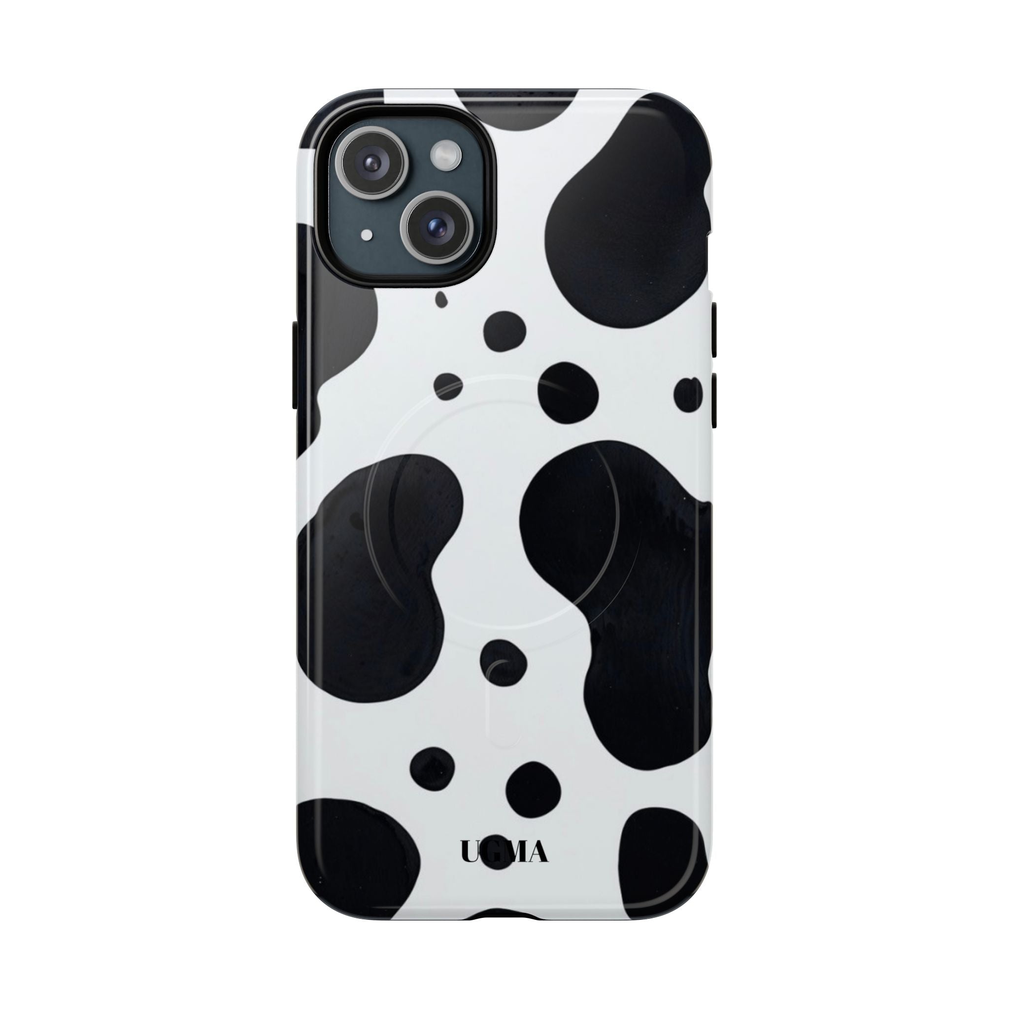 Cow Print Tough Magnetic Phone Case — Black & White Protective iPhone Cover