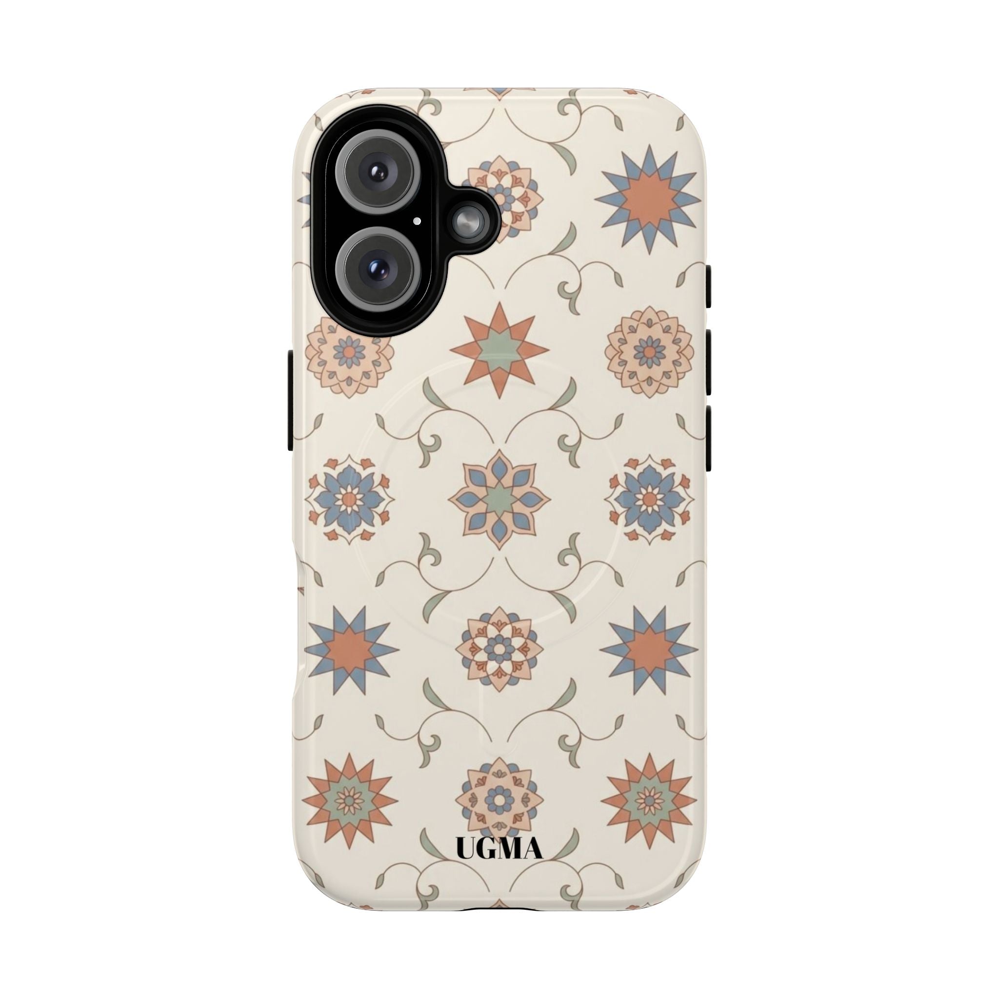 Floral Moroccan Tough Magnetic Phone Case — Boho Vintage Star Tile Design