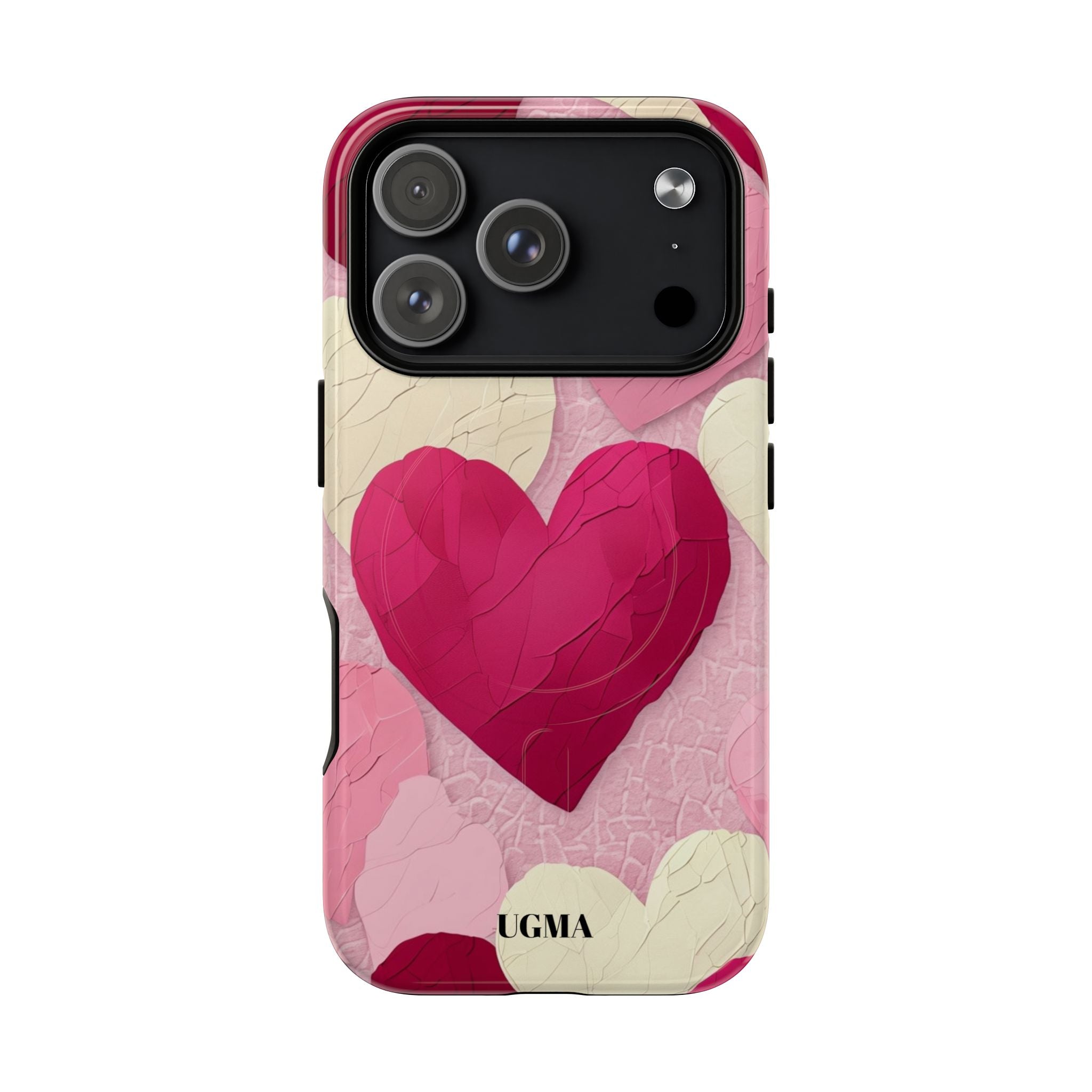 Phone Case — Pink Layered Hearts Tough Magnetic Protective Cover