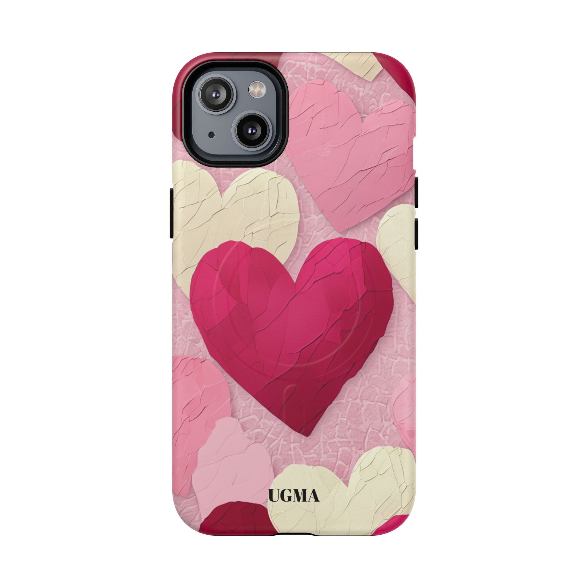Phone Case — Pink Layered Hearts Tough Magnetic Protective Cover