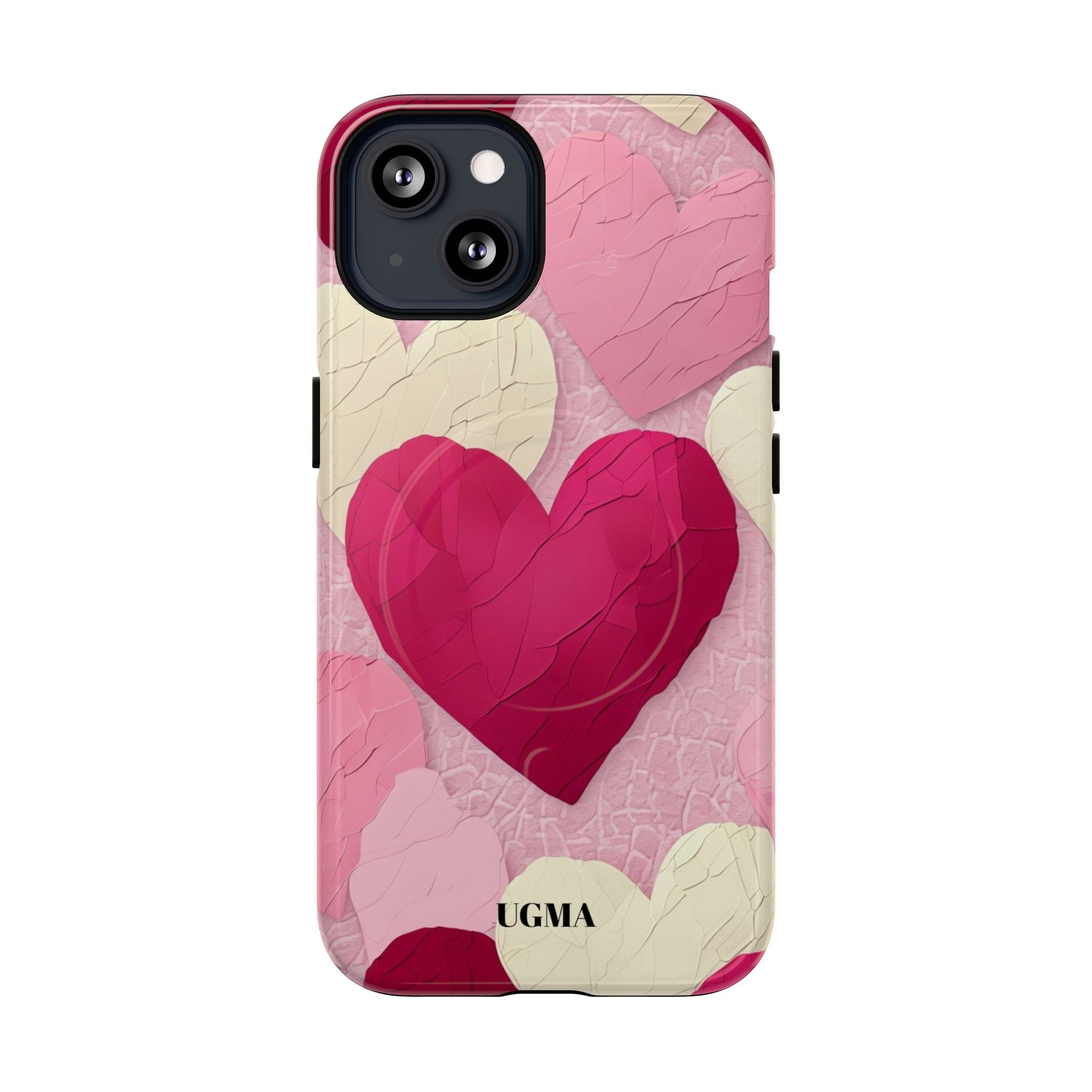 Phone Case — Pink Layered Hearts Tough Magnetic Protective Cover