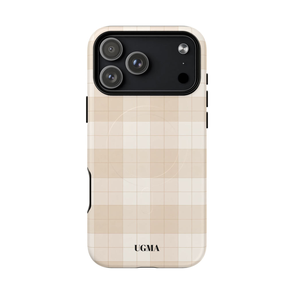 Beige Plaid Magnetic Phone Case — Tough Magnetic Protective iPhone Cover