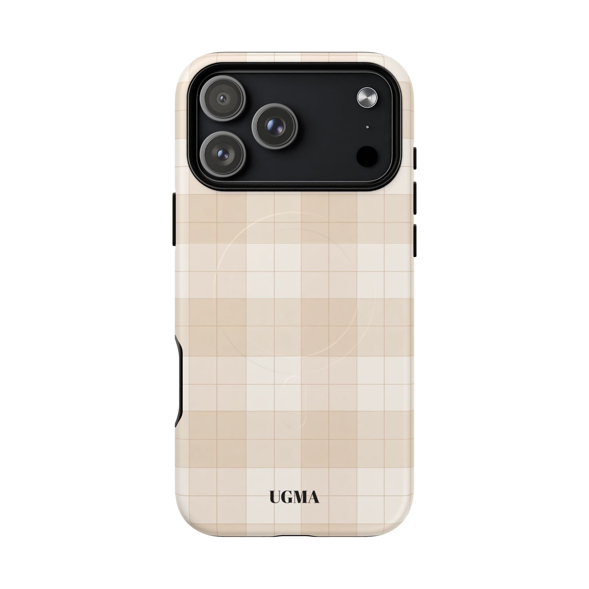 Beige Plaid Magnetic Phone Case — Tough Magnetic Protective iPhone Cover