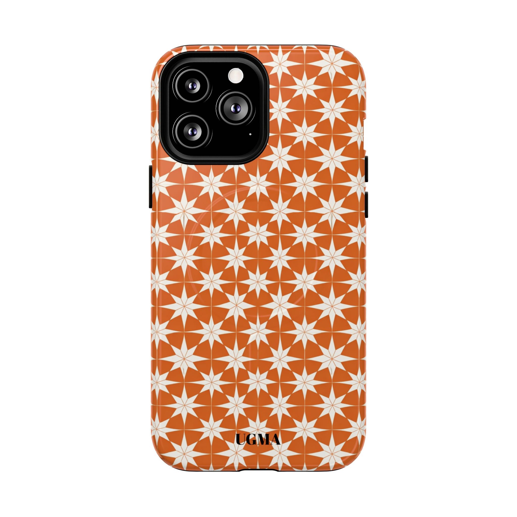 Magnetic Phone Case — Orange Geometric Star Pattern Tough Protective Cover