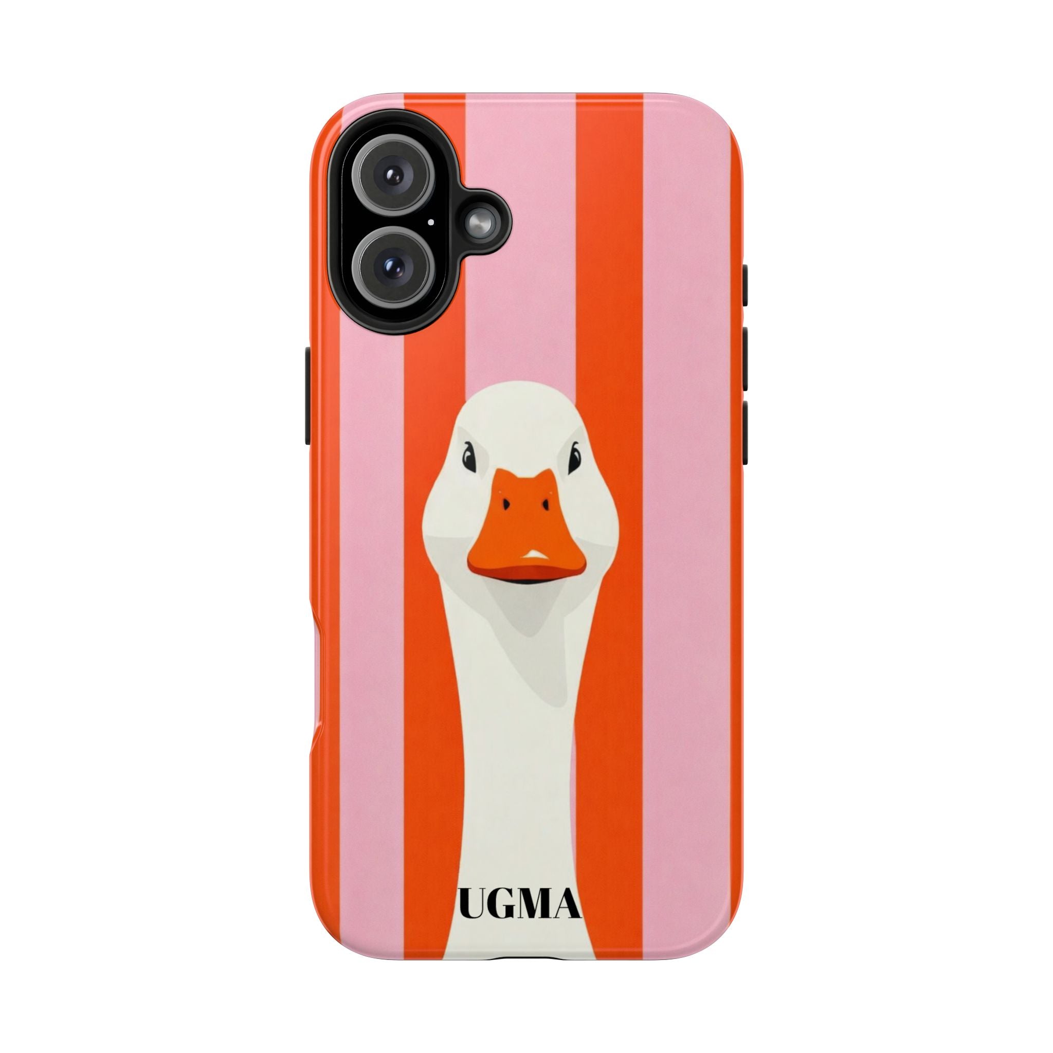 Goose Stripe Tough Phone Case — Quirky Duck Portrait Protective Cover