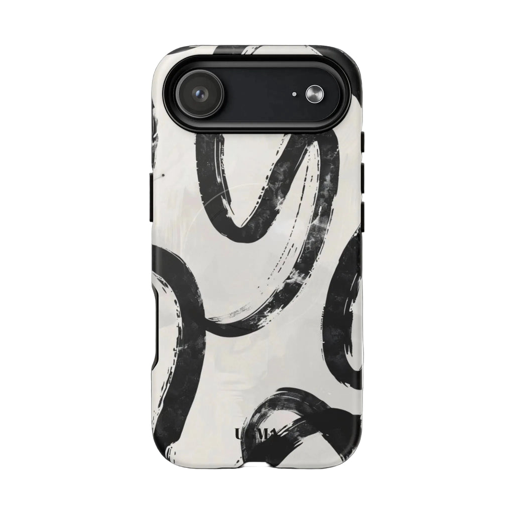 Abstract Black Brushstroke Tough Magnetic Phone Case — Protective Magnetic iPhone Cover