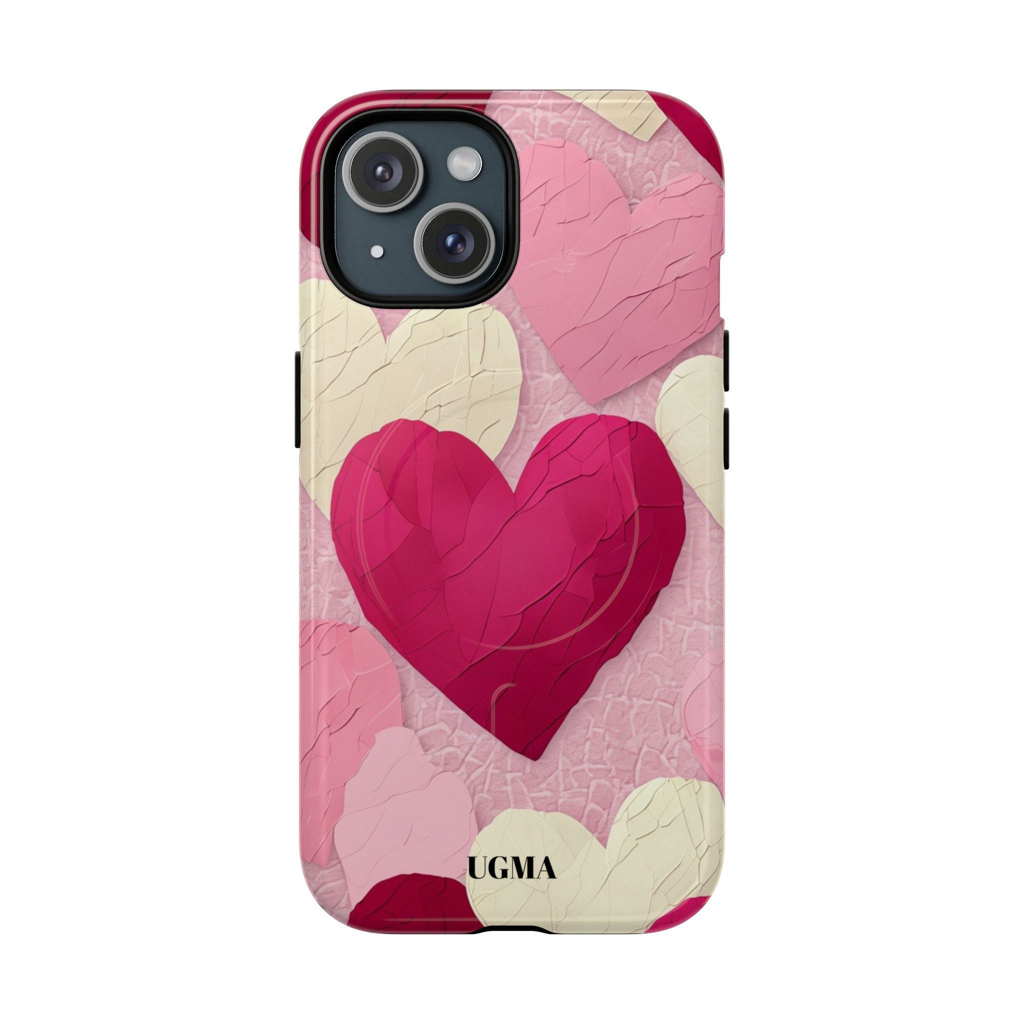Phone Case — Pink Layered Hearts Tough Magnetic Protective Cover