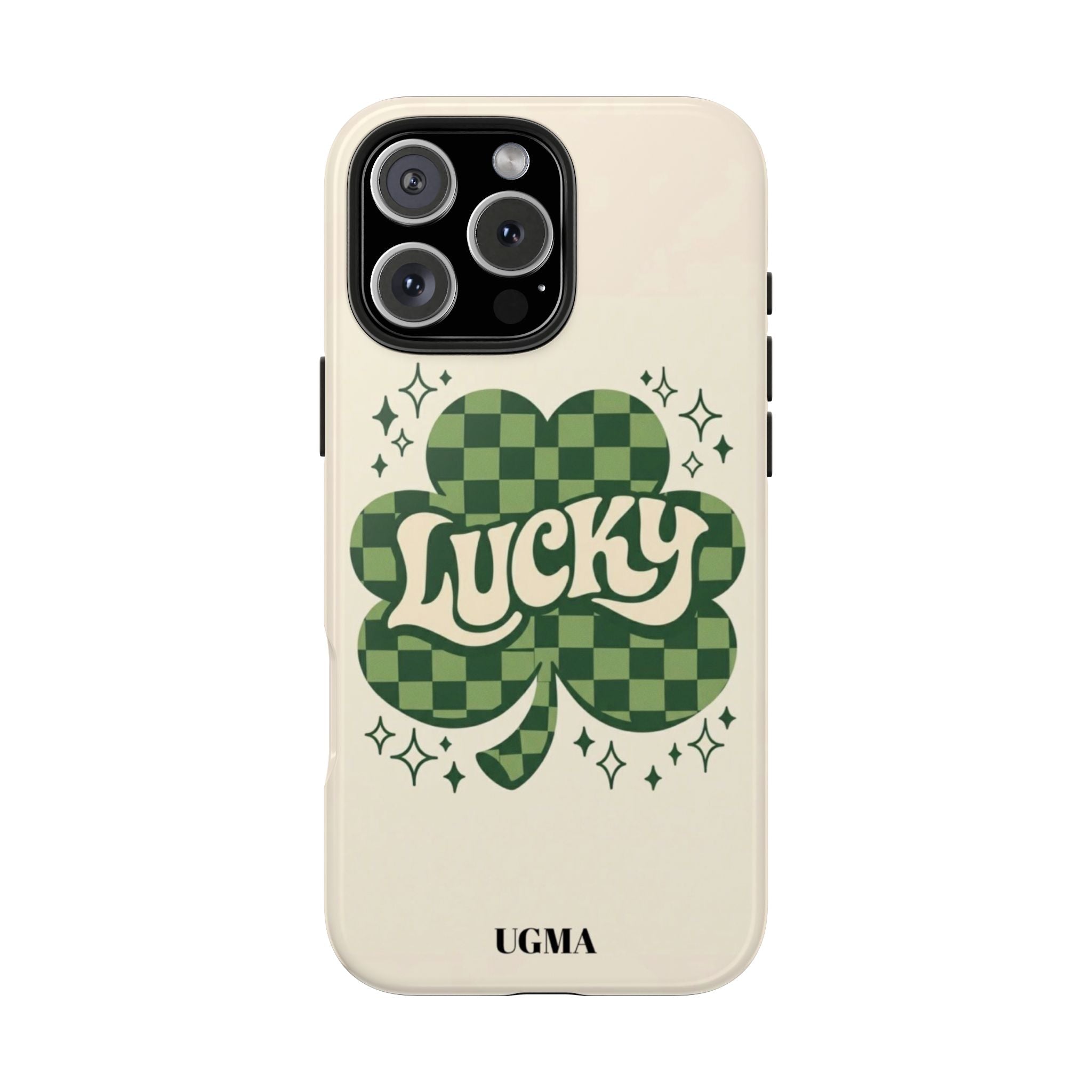 Lucky Clover Phone Case — Retro Green Checker St. Patrick’s Tough Phone Case