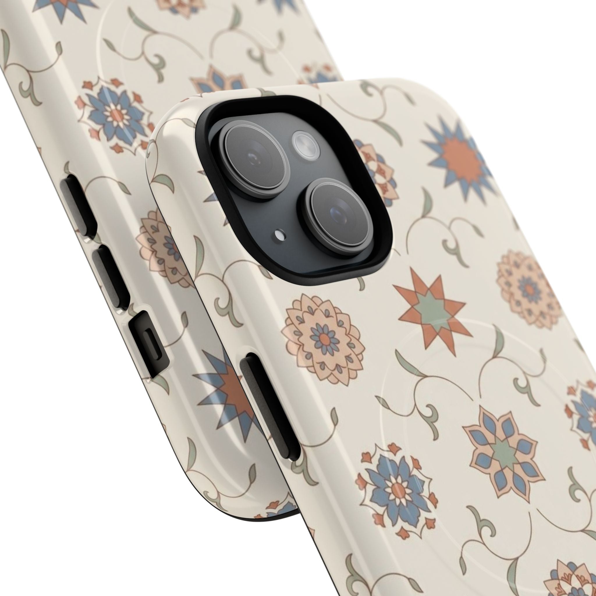 Floral Moroccan Tough Magnetic Phone Case — Boho Vintage Star Tile Design