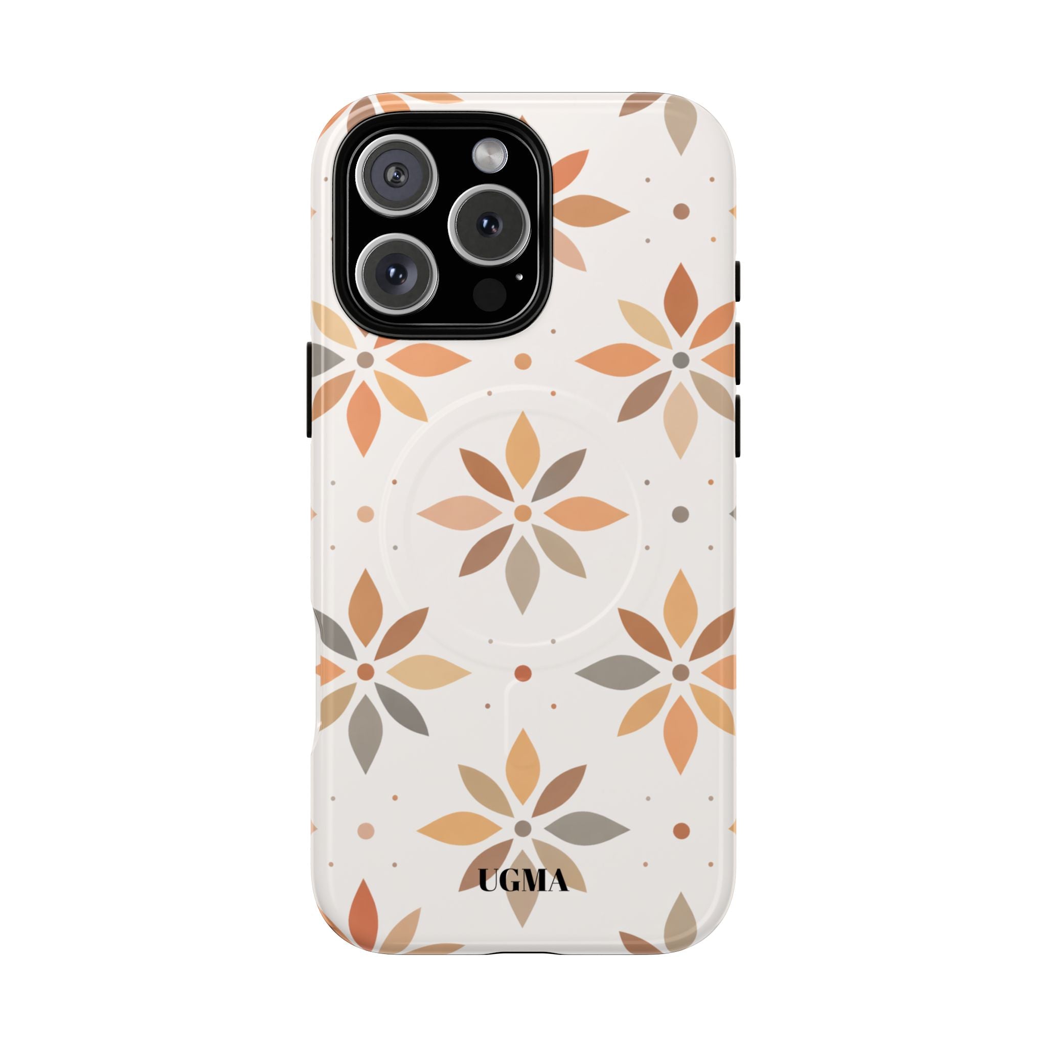 Floral Tile Tough Magnetic Phone Case — Neutral Autumn Blossom Design