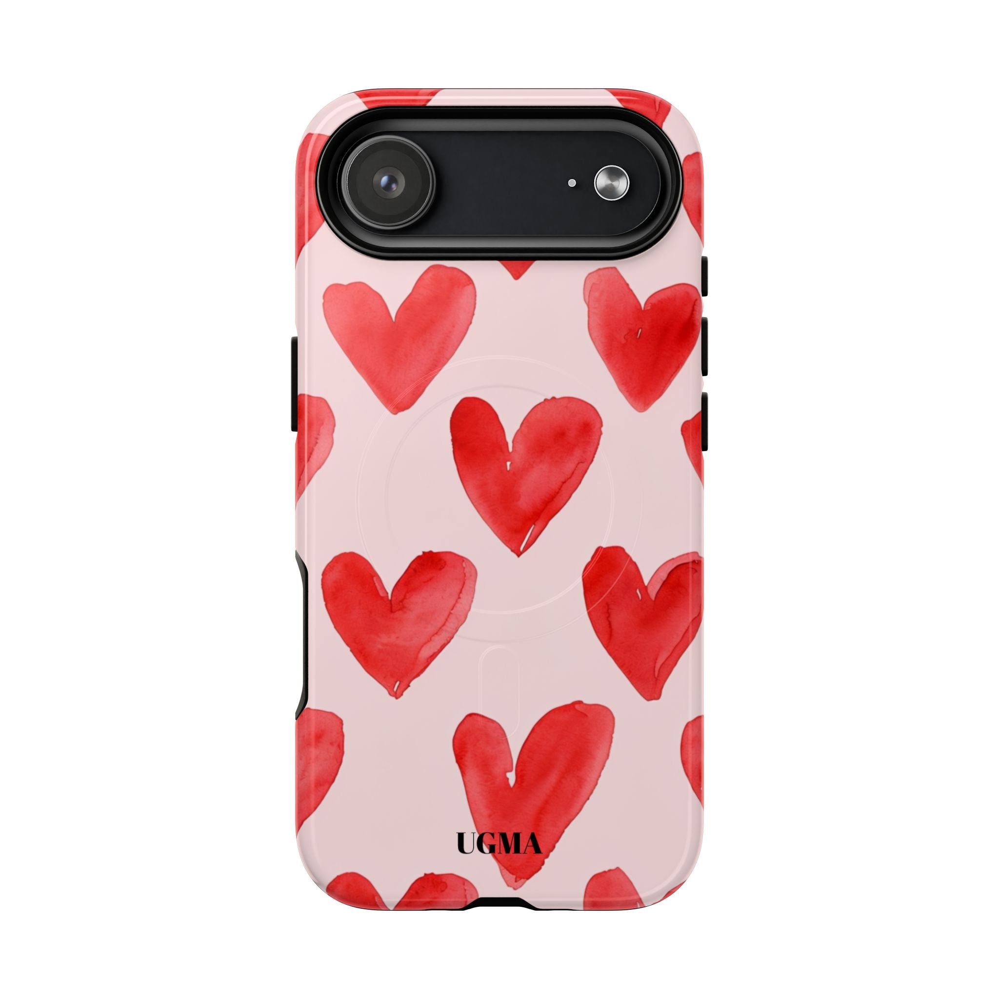 Phone Case - Red Watercolor Hearts Tough Magnetic Case