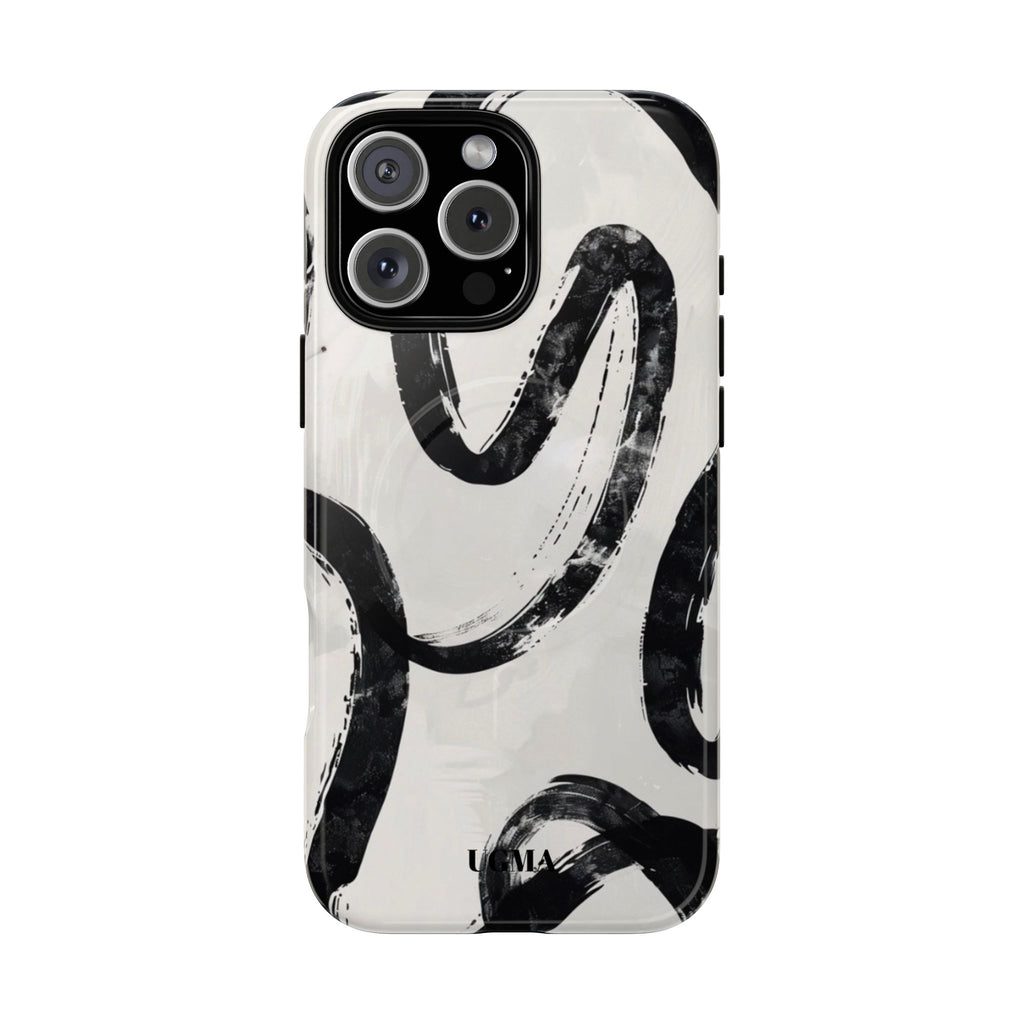 Abstract Black Brushstroke Tough Magnetic Phone Case — Protective Magnetic iPhone Cover